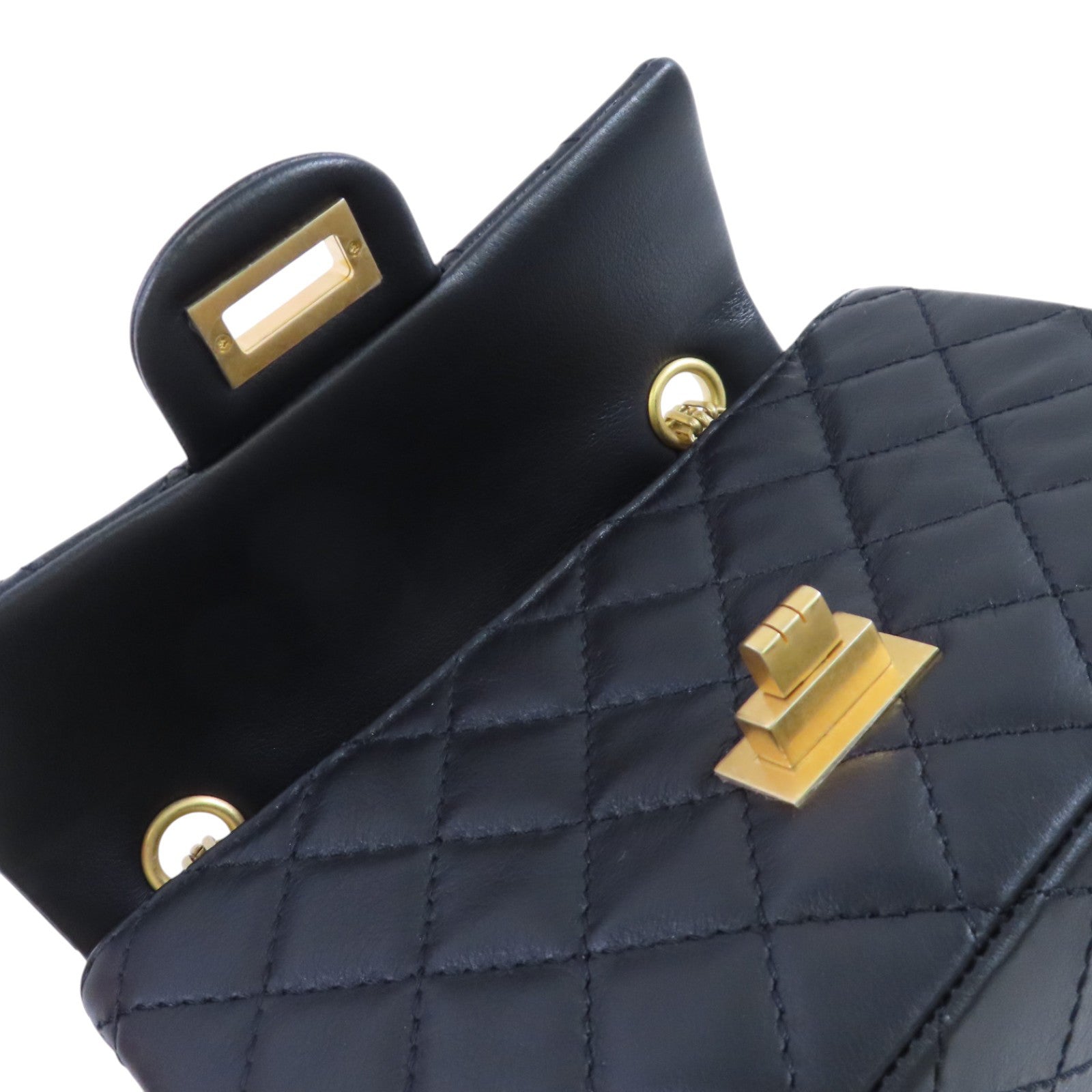 CHANEL 牛皮皮革2.55 Mini Classis Chain Shoulder Bag金扣鏈帶肩背袋