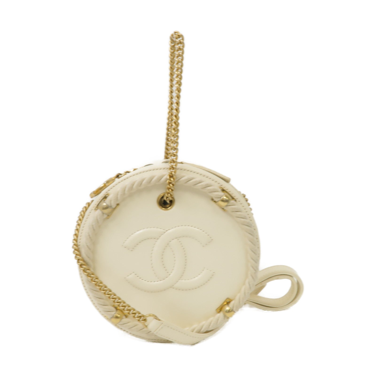 CHANEL 【激減優惠】菱格羊皮皮革2 Way Shoulder Bag金扣手挽肩背兩用袋米色