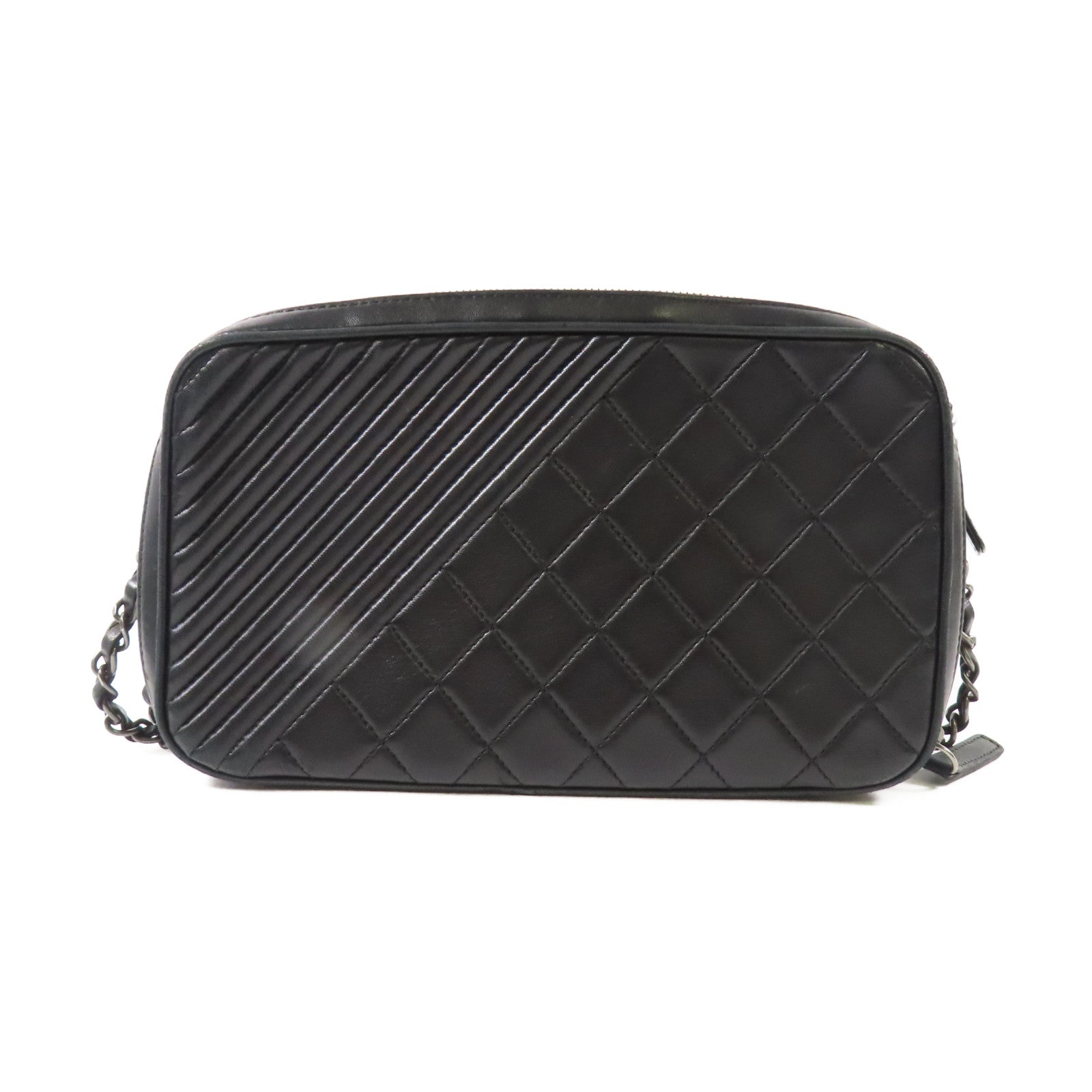CHANEL 牛皮皮革Chain Shoulder Bag銀扣鏈帶肩背袋