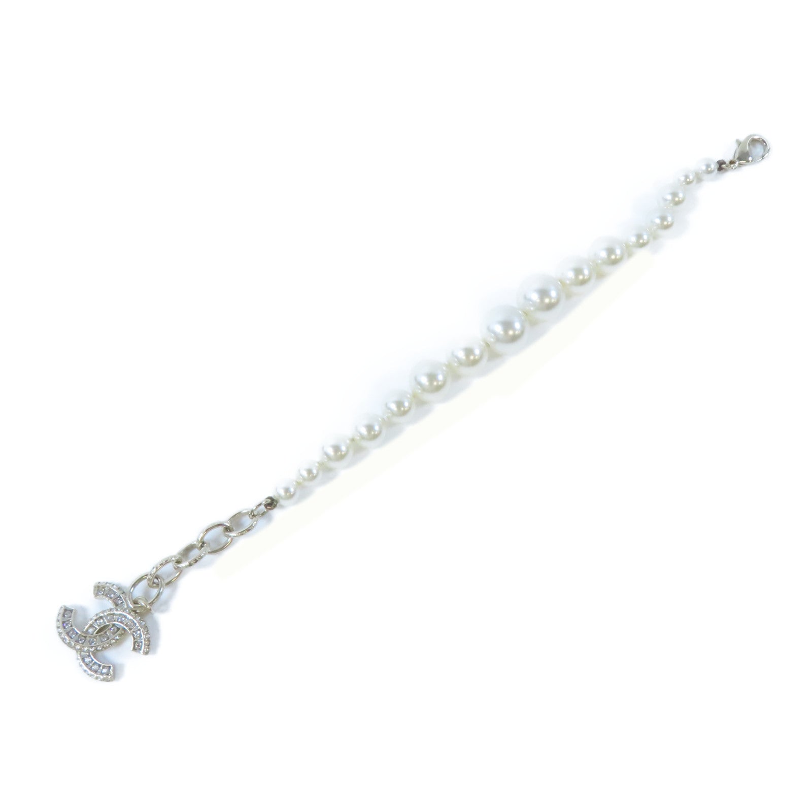 CHANEL PVC/金屬Bracelet手鏈白色/金色#18cm