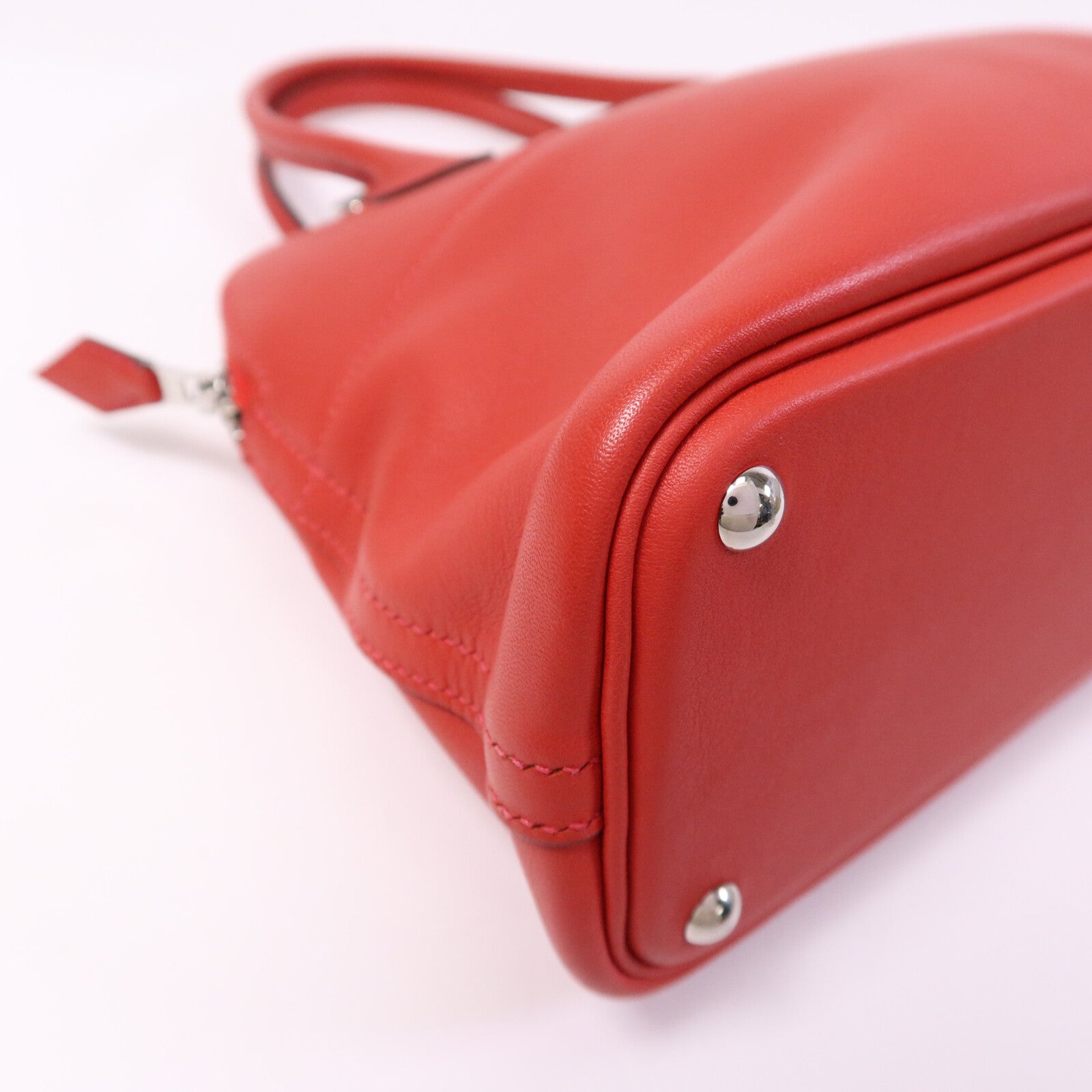 HERMES Swift皮革Bolide 27銀扣手挽肩背兩用袋Rouge Tomate