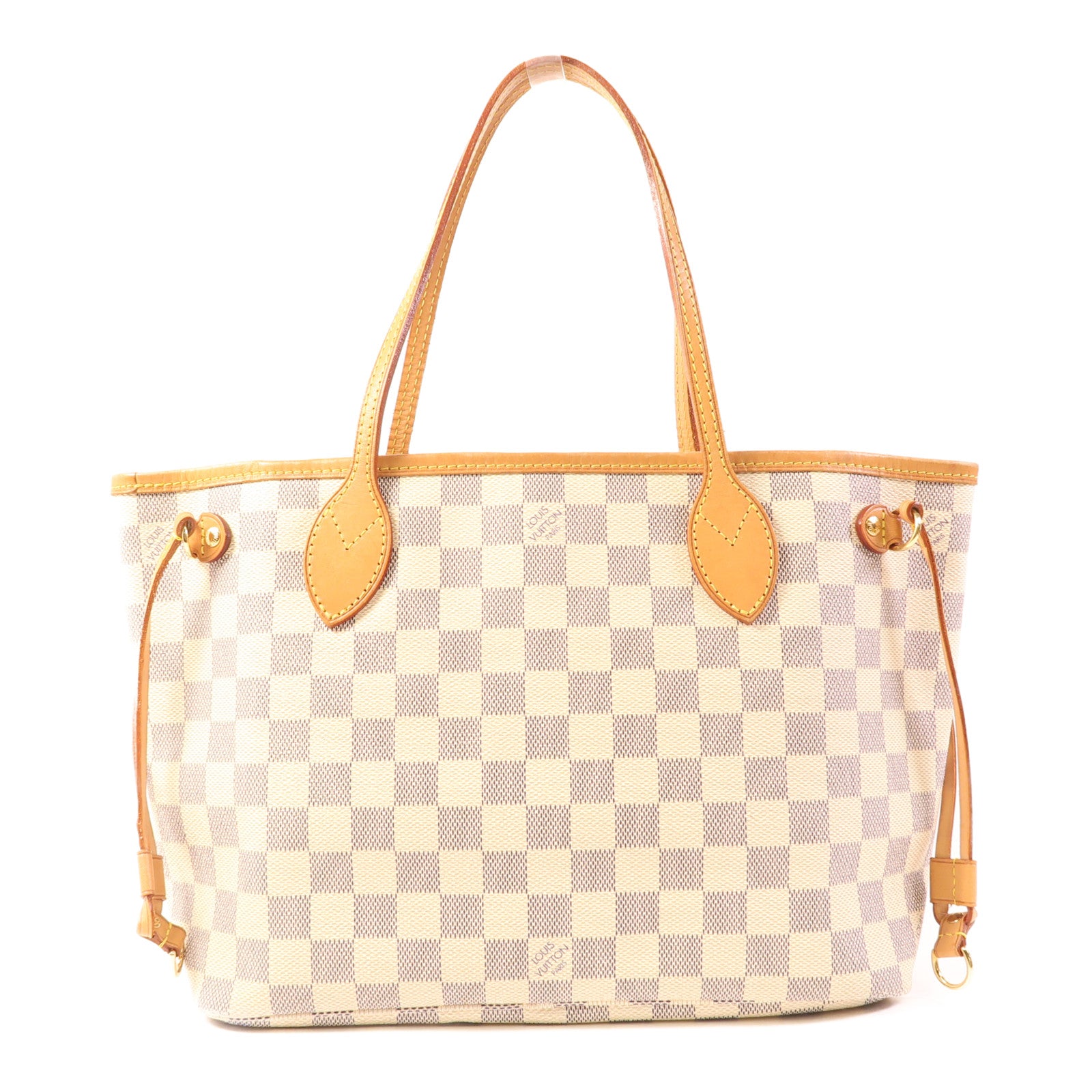 LOUIS VUITTON Damier Azur Neverfull PM金扣手挽袋