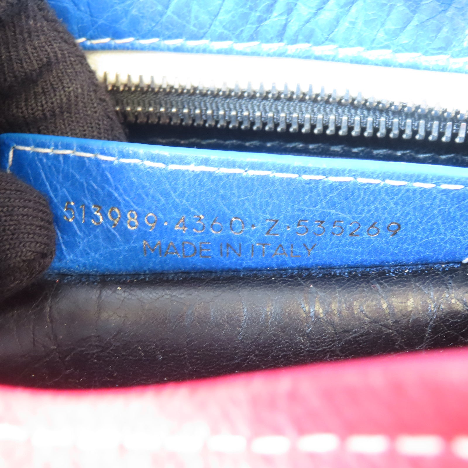 BALENCIAGA 牛皮皮革Bazar Bag銀扣手挽肩背兩用袋紅色/白色/藍色
