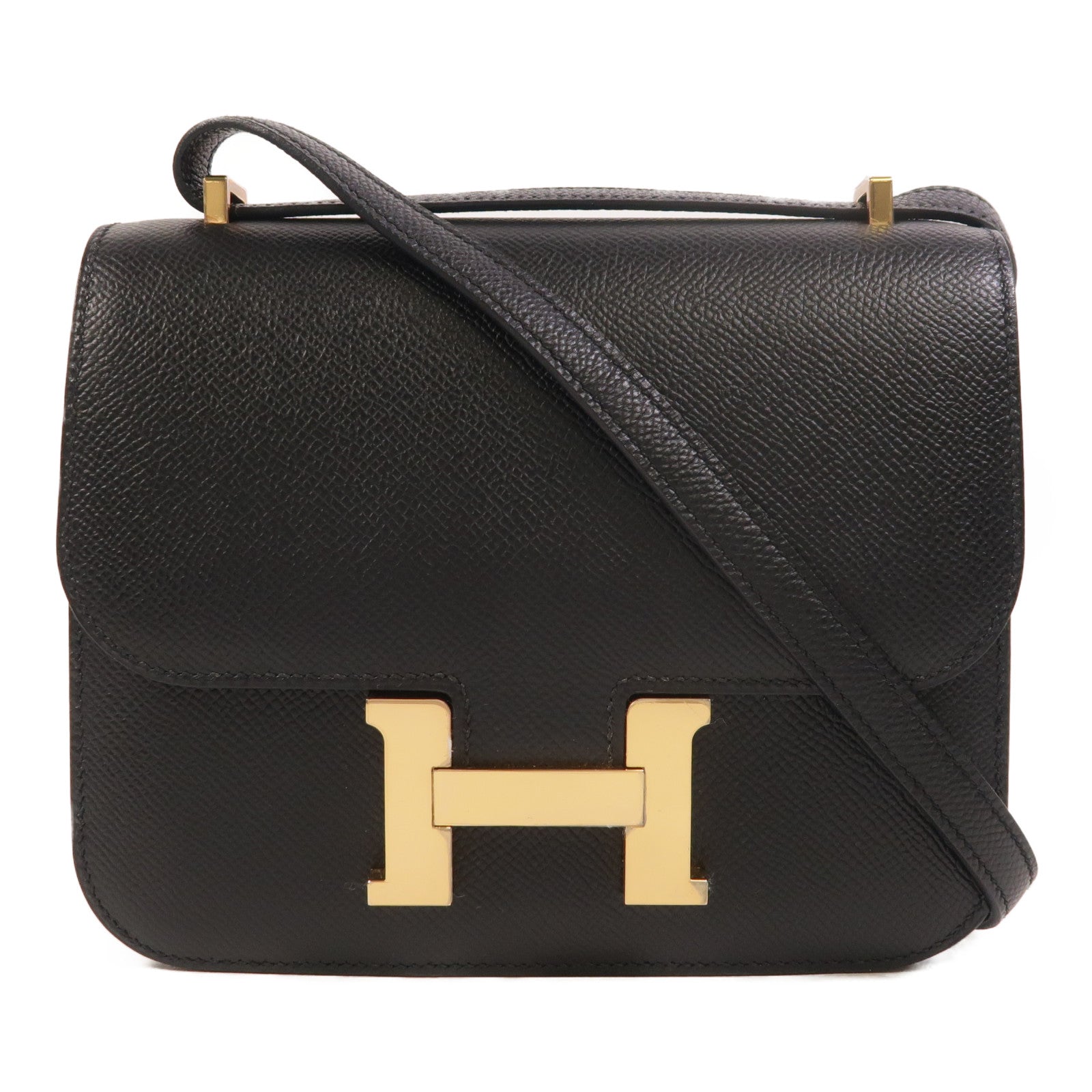 HERMES Epsom皮革Constance Mini金扣肩背袋Noir