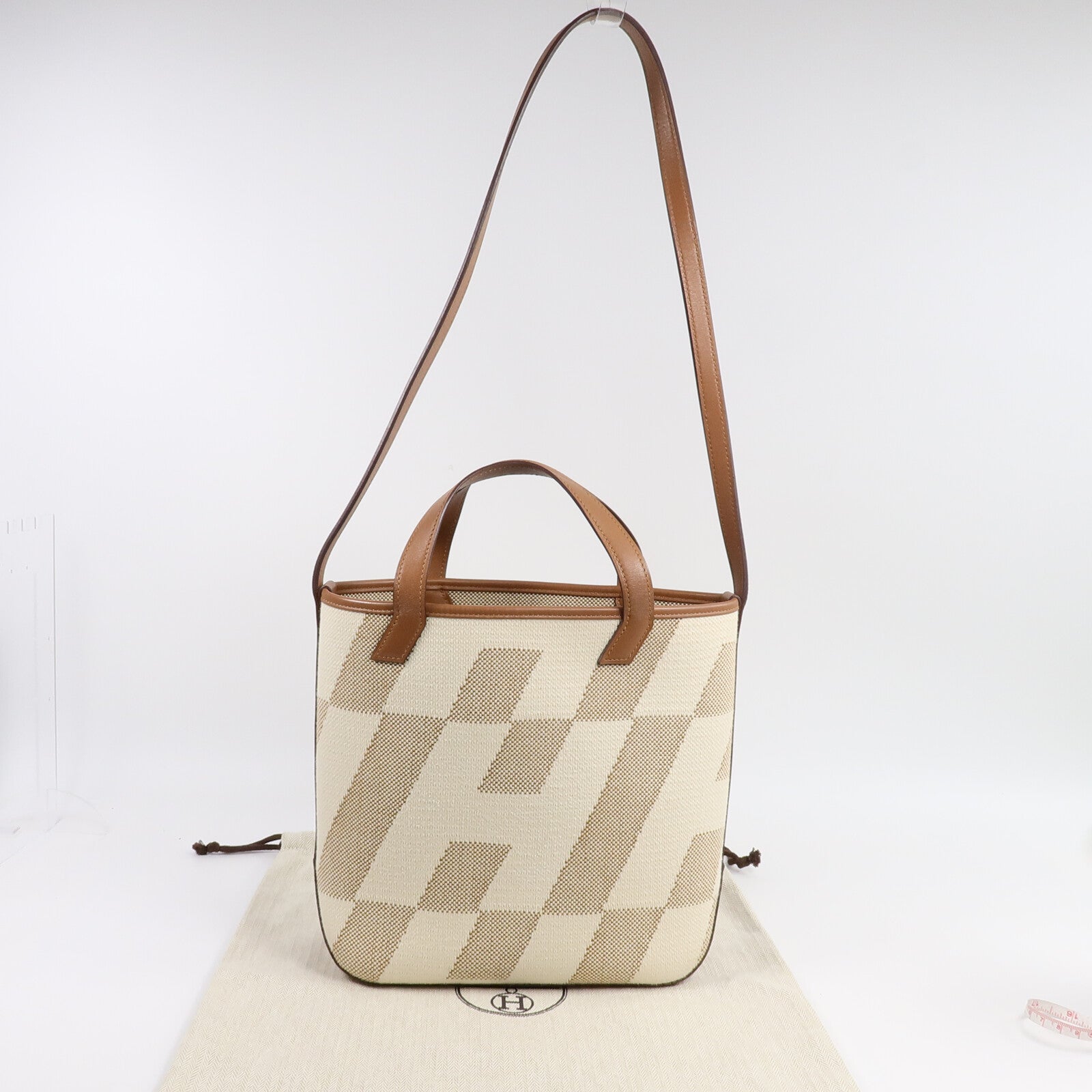 HERMES 帆布Cabas H En Biais 27手挽肩背兩用袋