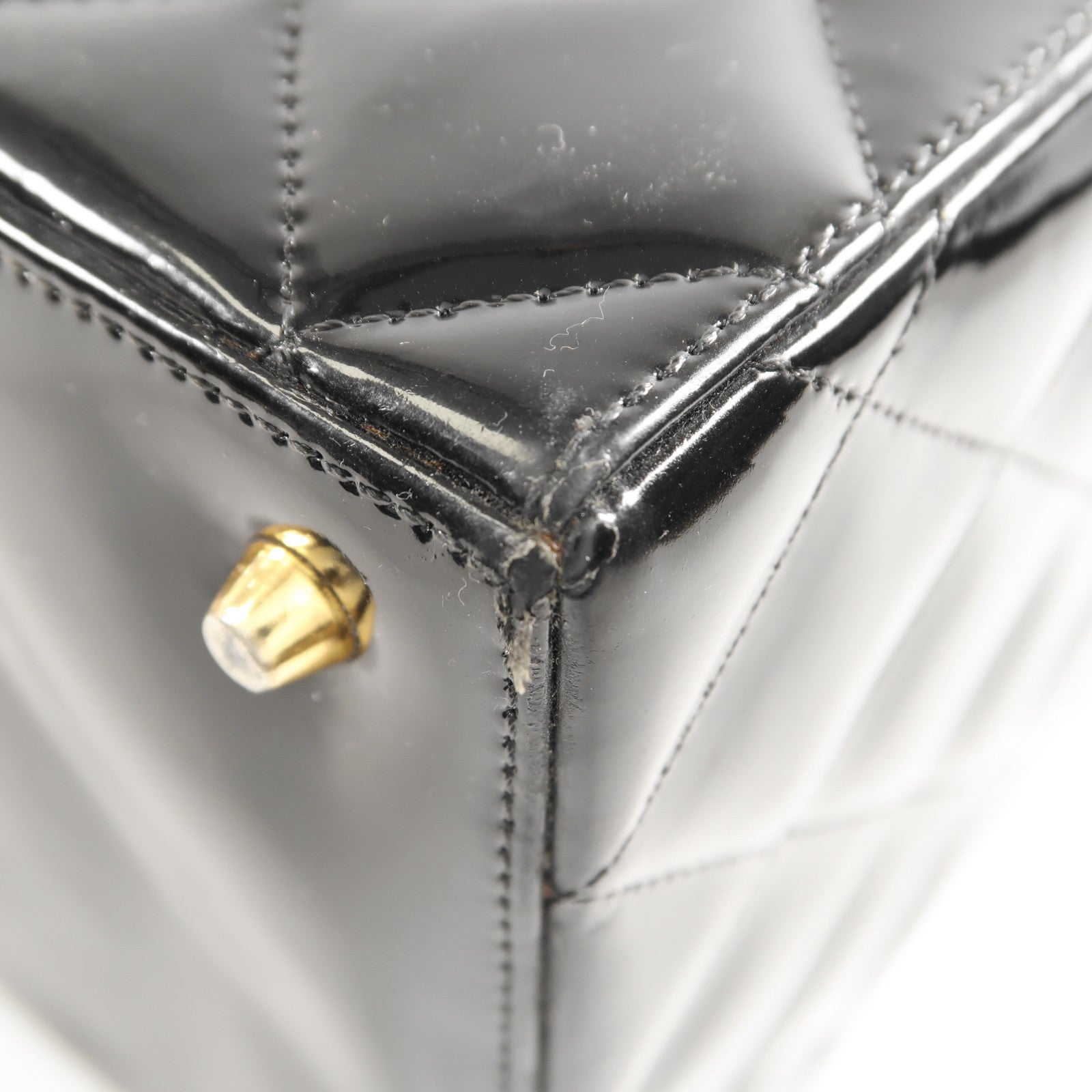 CHANEL CC GHW Makeup Box Handbag Patent Leather Black