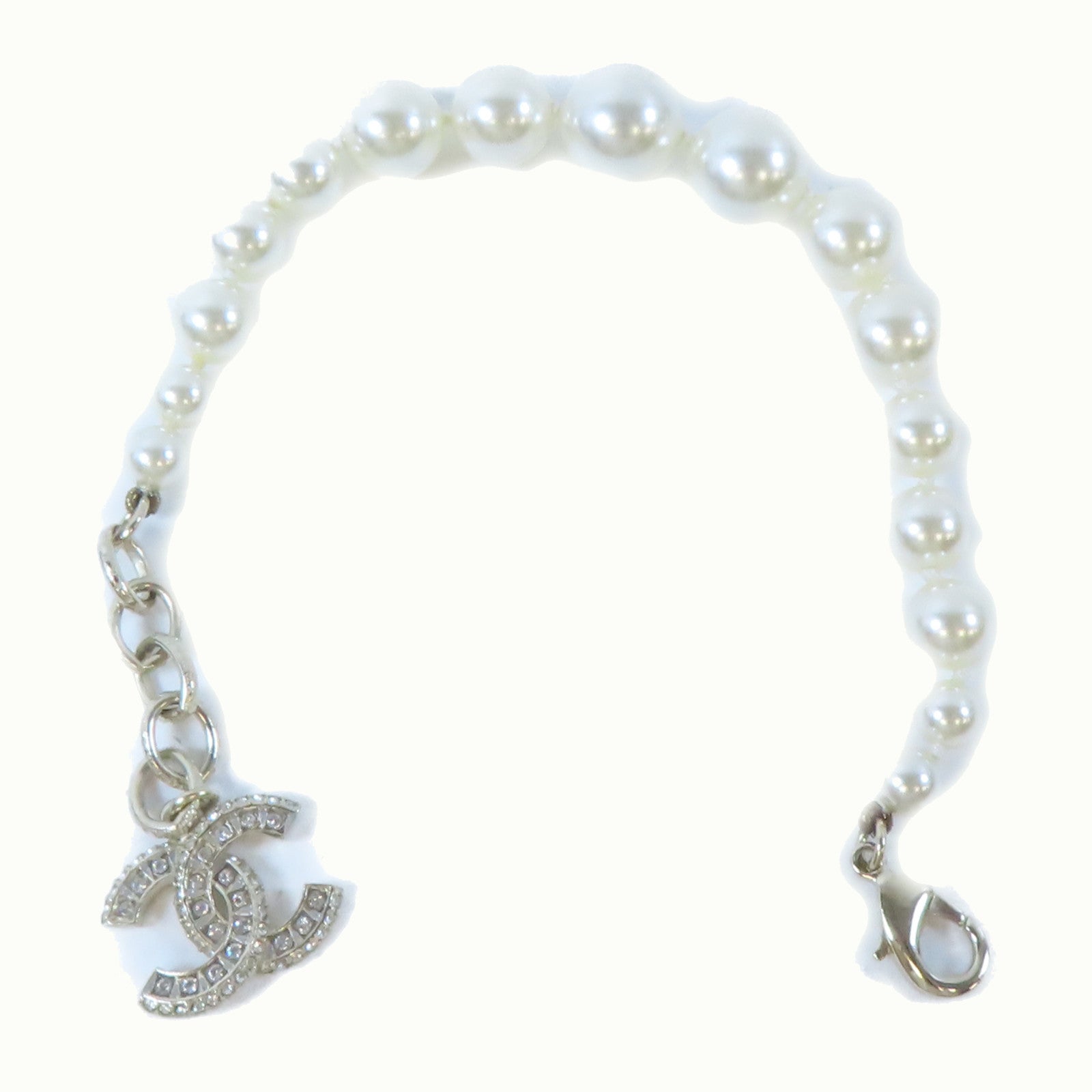 CHANEL PVC/金屬Bracelet手鏈白色/金色#18cm