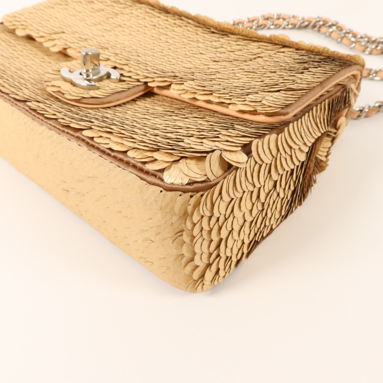 CHANEL 珠片Chain Shoulder鏈帶肩背袋