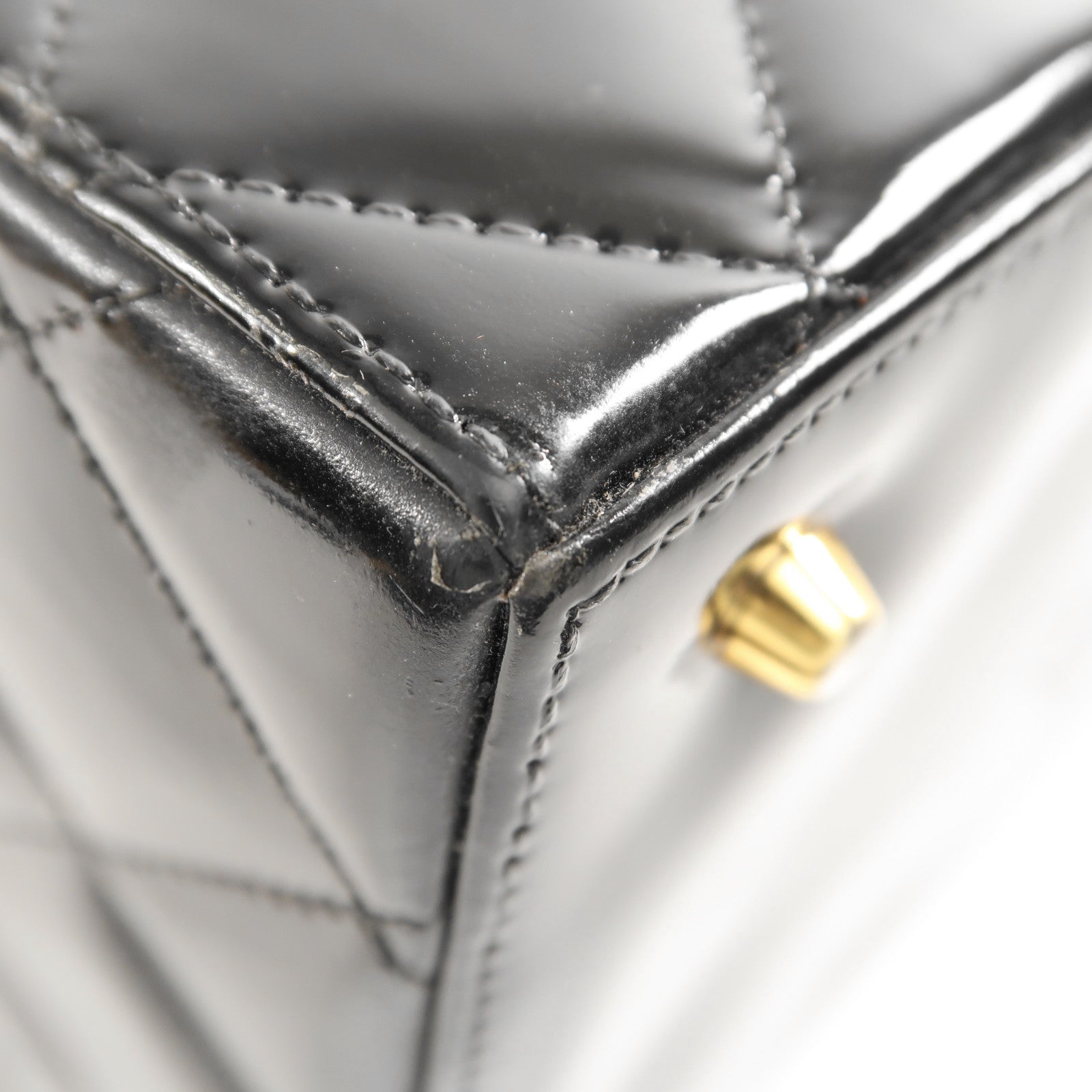 CHANEL CC GHW Makeup Box Handbag Patent Leather Black