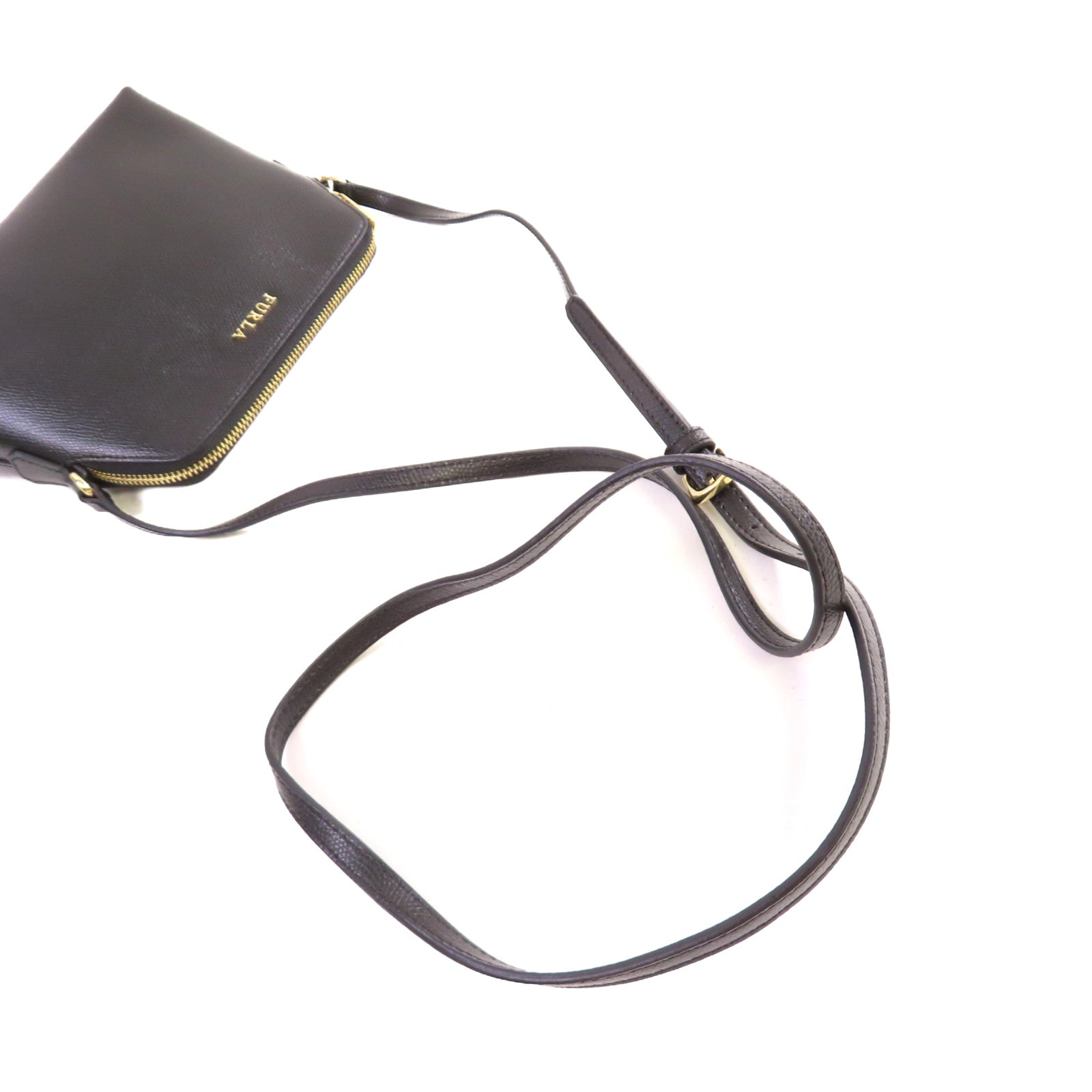 Furla 牛皮皮革Shoulder Bag金扣肩背袋黑色