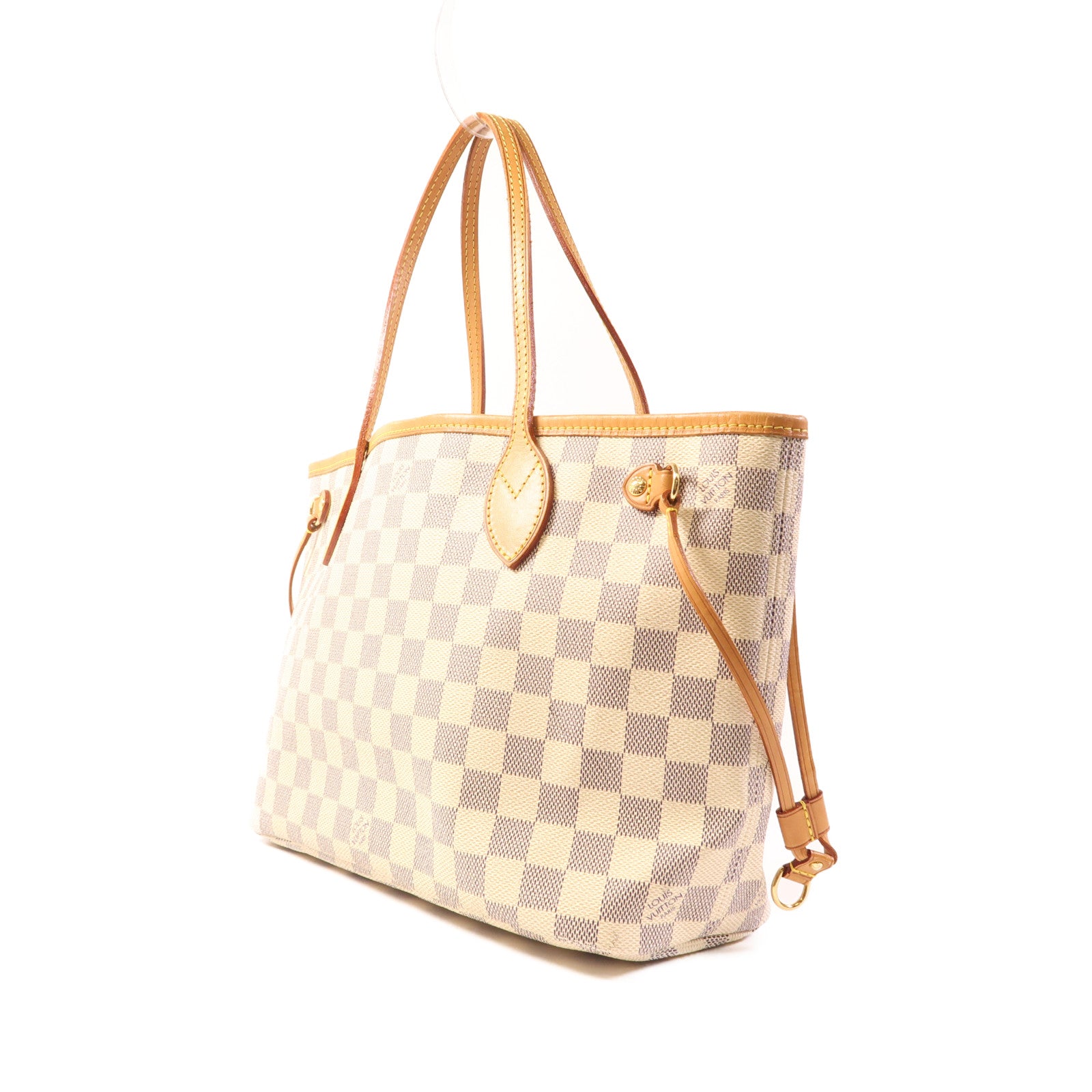 LOUIS VUITTON Damier Azur Neverfull PM金扣手挽袋
