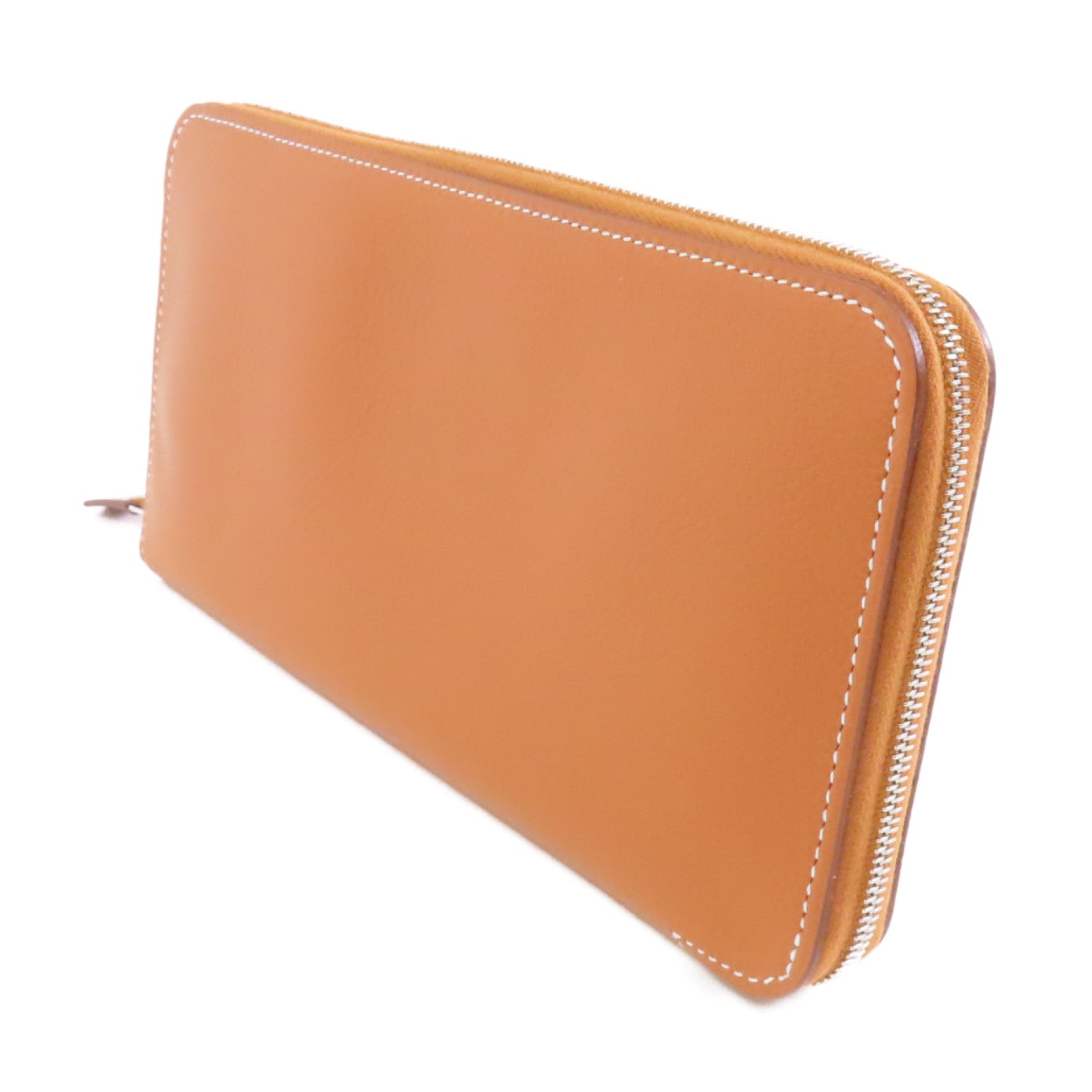HERMES Evercolor皮革Silk in Wallet銀扣長錢包經典駝色