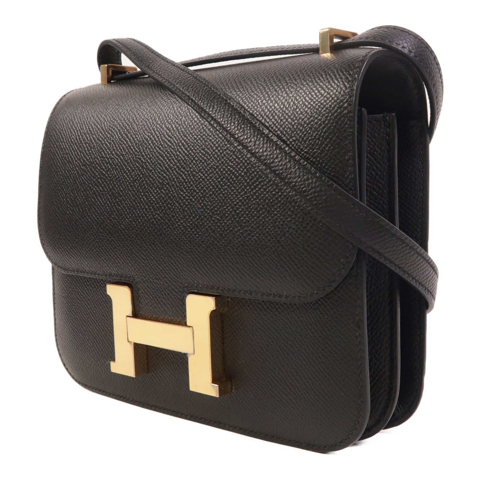 HERMES Epsom皮革Constance Mini金扣肩背袋Noir