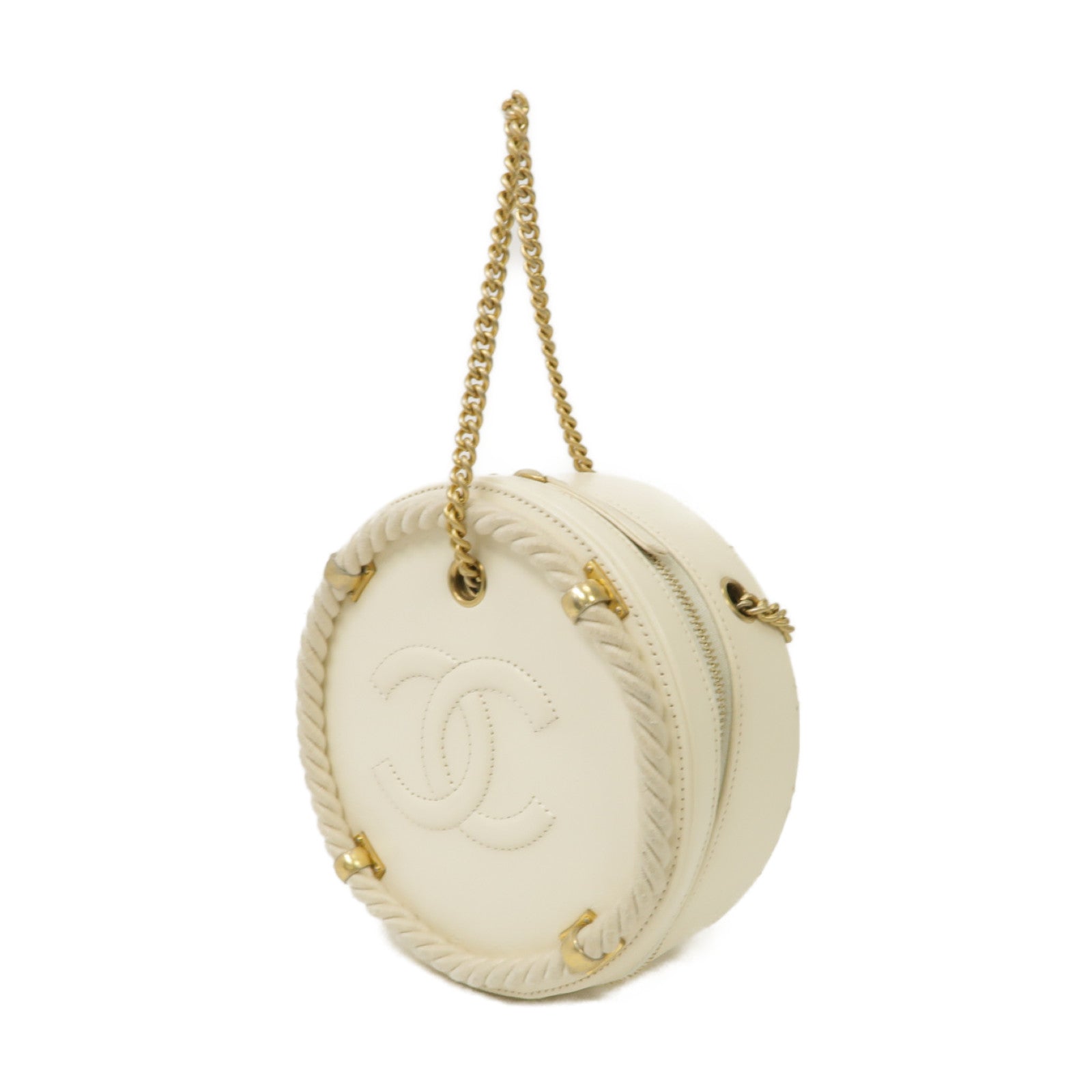 CHANEL 【激減優惠】菱格羊皮皮革2 Way Shoulder Bag金扣手挽肩背兩用袋米色