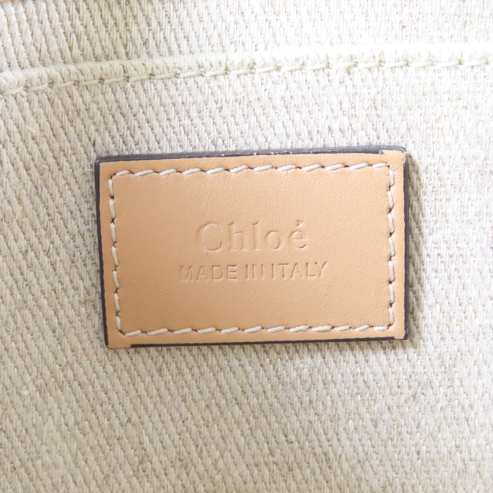 Chloe 帆布Nano Woody手挽肩背兩用袋米色
