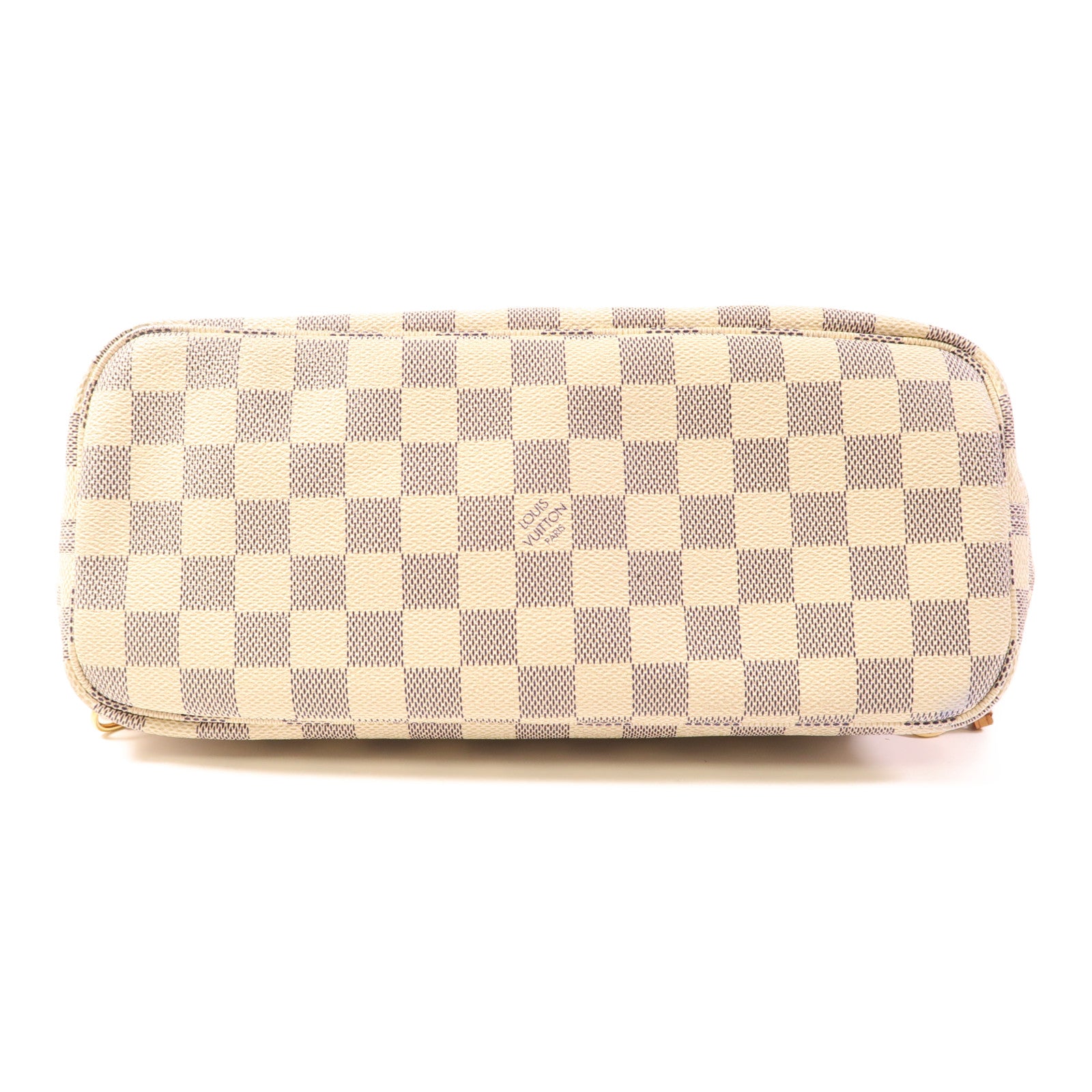 LOUIS VUITTON Damier Azur Neverfull PM金扣手挽袋
