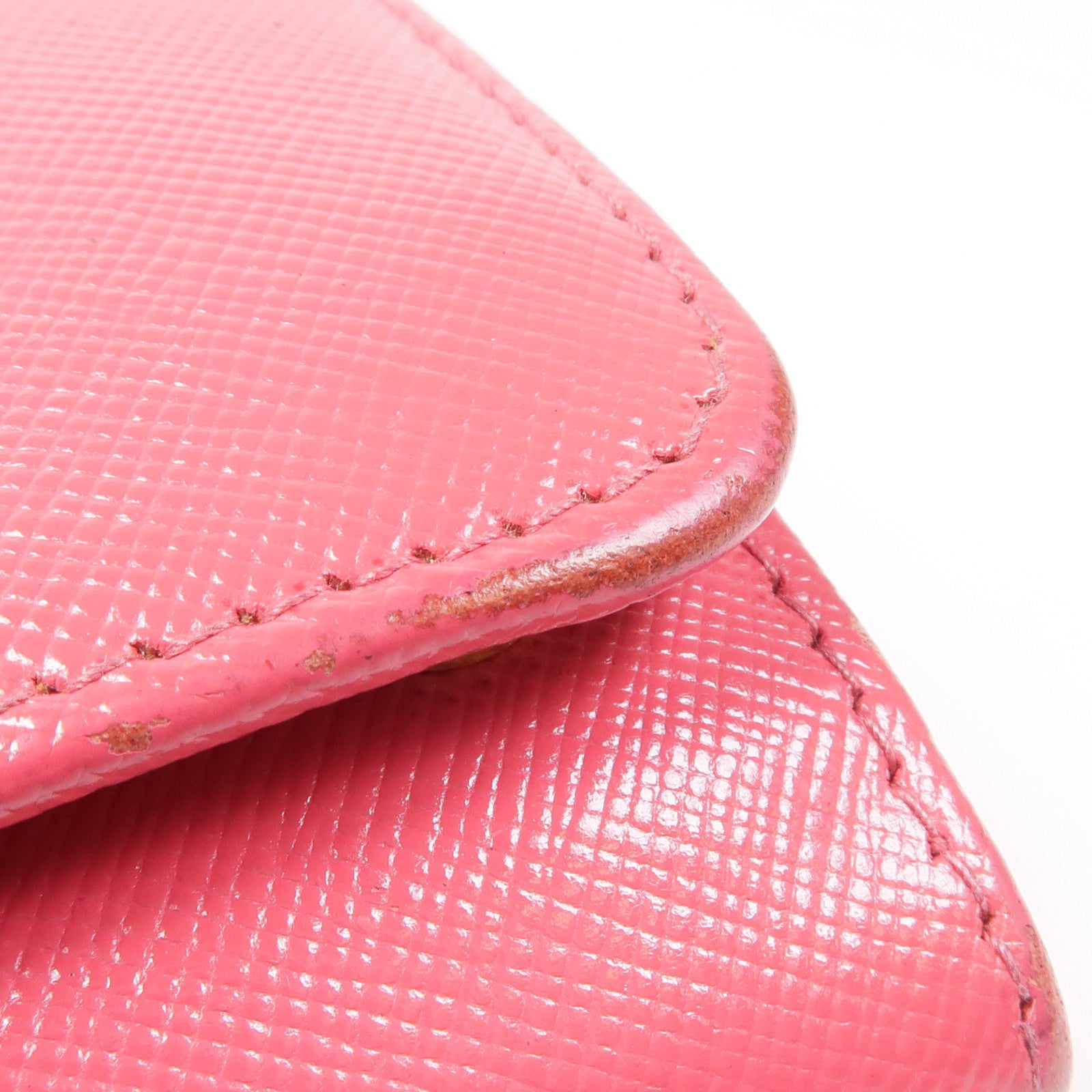PRADA GHW Long Wallet Calfskin Leather Pink