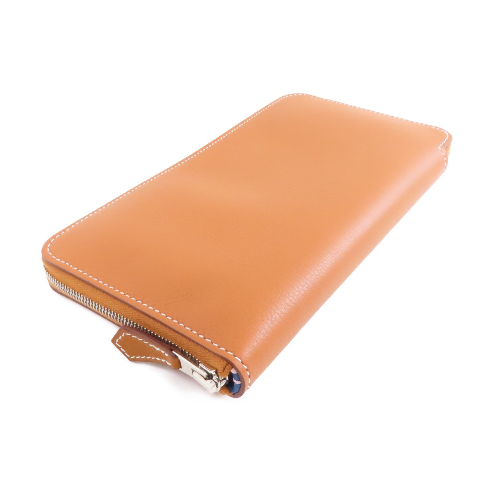 HERMES Evercolor皮革Silk in Wallet銀扣長錢包經典駝色
