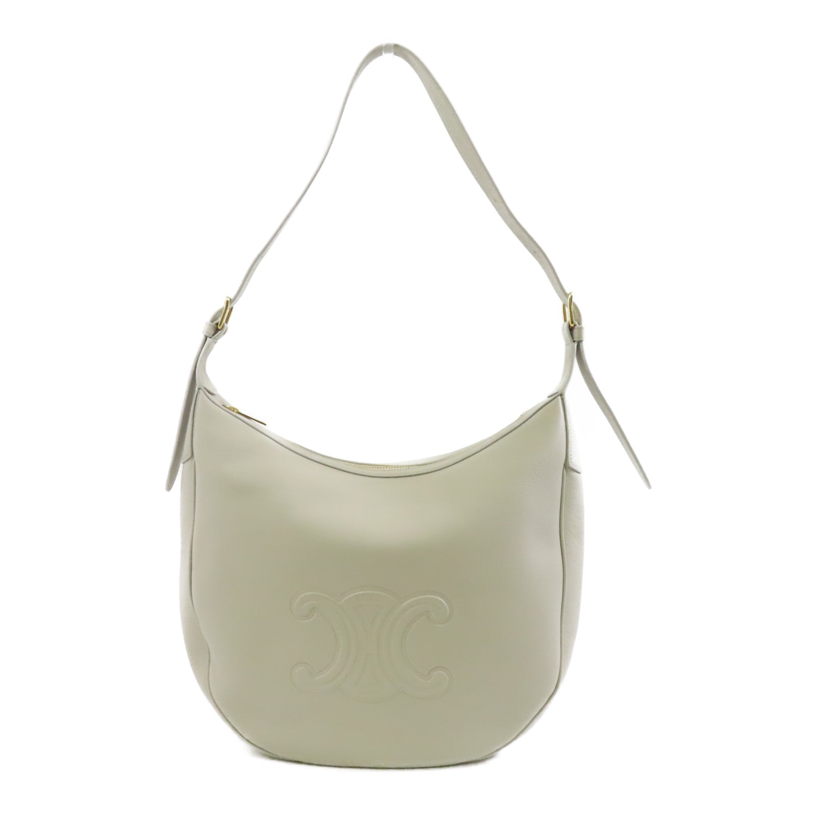 CELINE 牛皮皮革Heloise Triomphe金扣肩背袋灰色