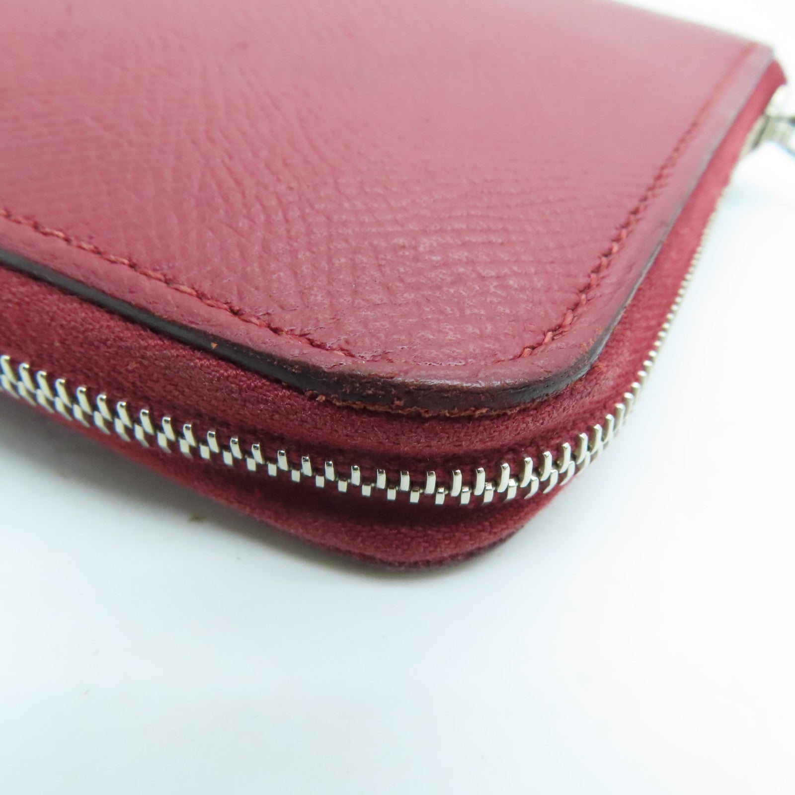 HERMES Epsom皮革Silk In Long Wallet銀扣長錢包紅色