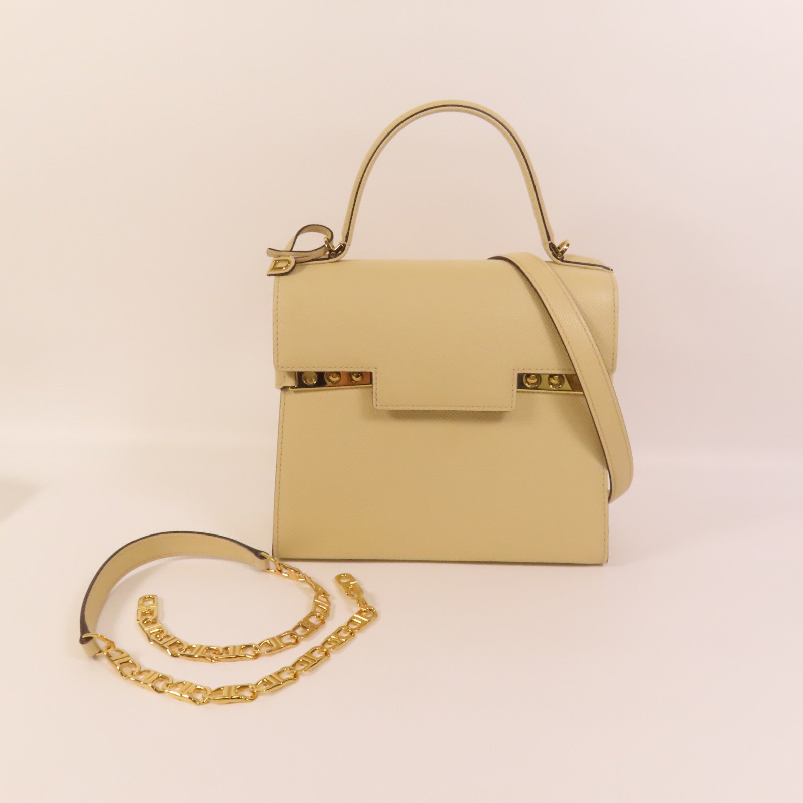 Delvaux 【激減優惠】牛皮皮革Tempete PM金扣手挽肩背兩用袋