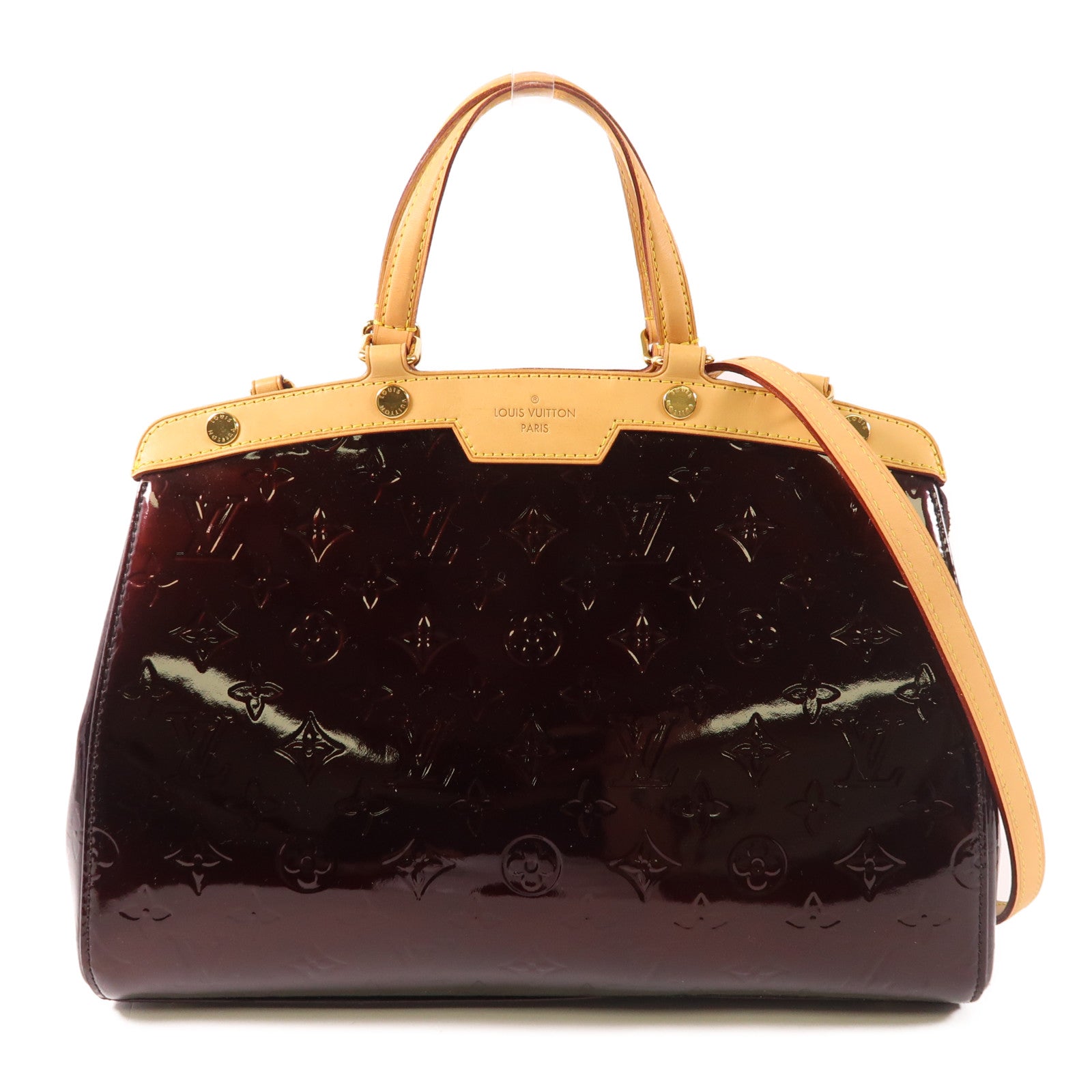 LOUIS VUITTON Vernis Brea MM金扣手挽肩背兩用袋Rouge Fauviste
