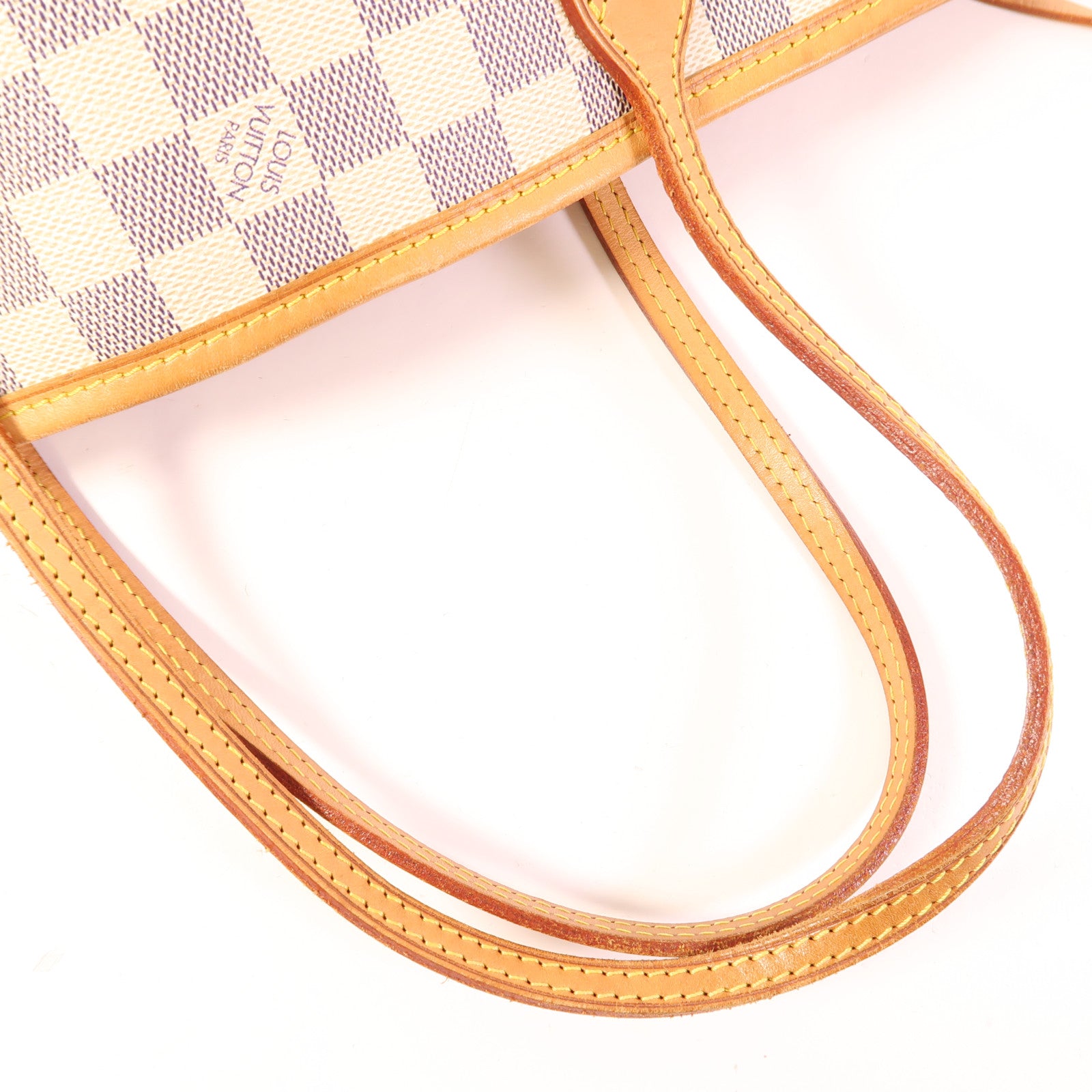 LOUIS VUITTON Damier Azur Neverfull PM金扣手挽袋