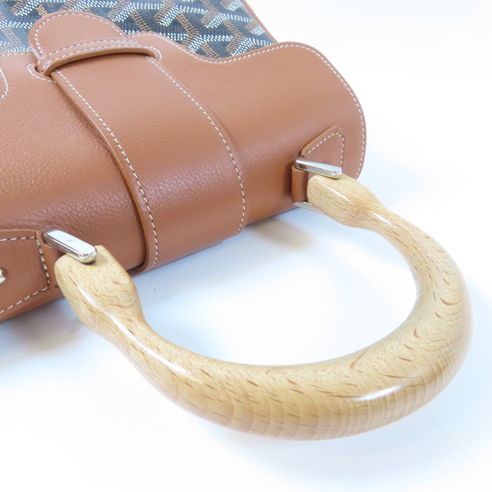 GOYARD 牛皮皮革/塗層帆布Mini Goyardine Saigon手挽肩背兩用袋啡色/黑色