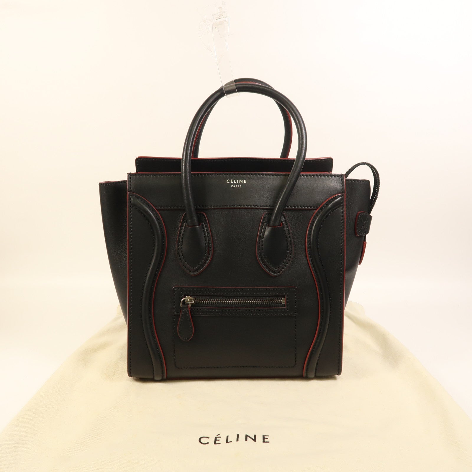 CELINE 牛皮皮革Micro Luggage銀扣手挽袋