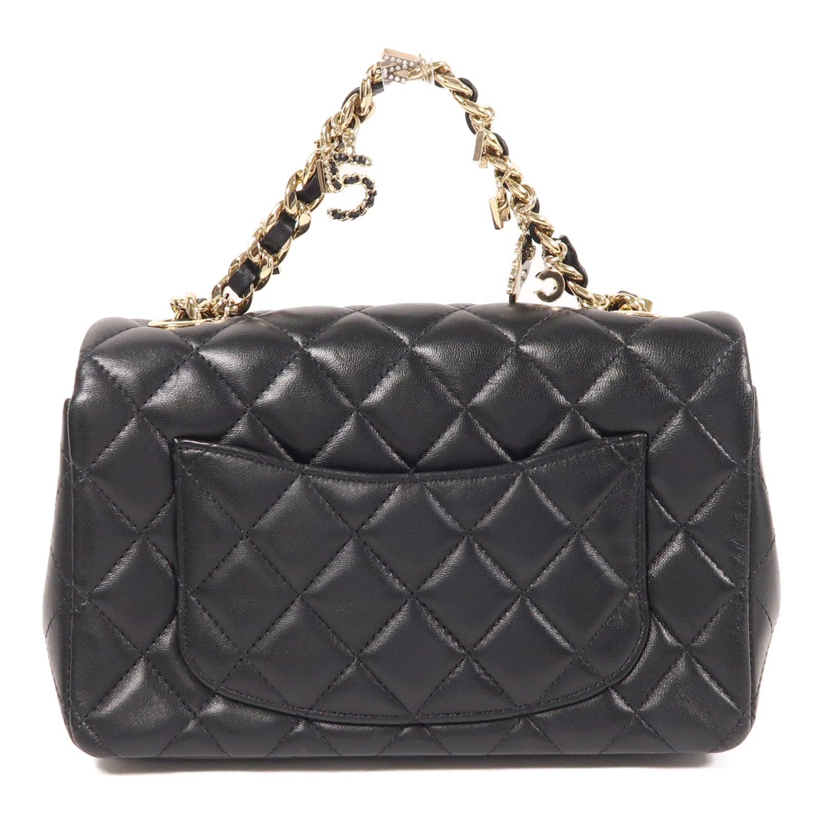 CHANEL 牛皮皮革Mini Coco Charms Flap Bag金扣鏈帶手挽肩背兩用袋