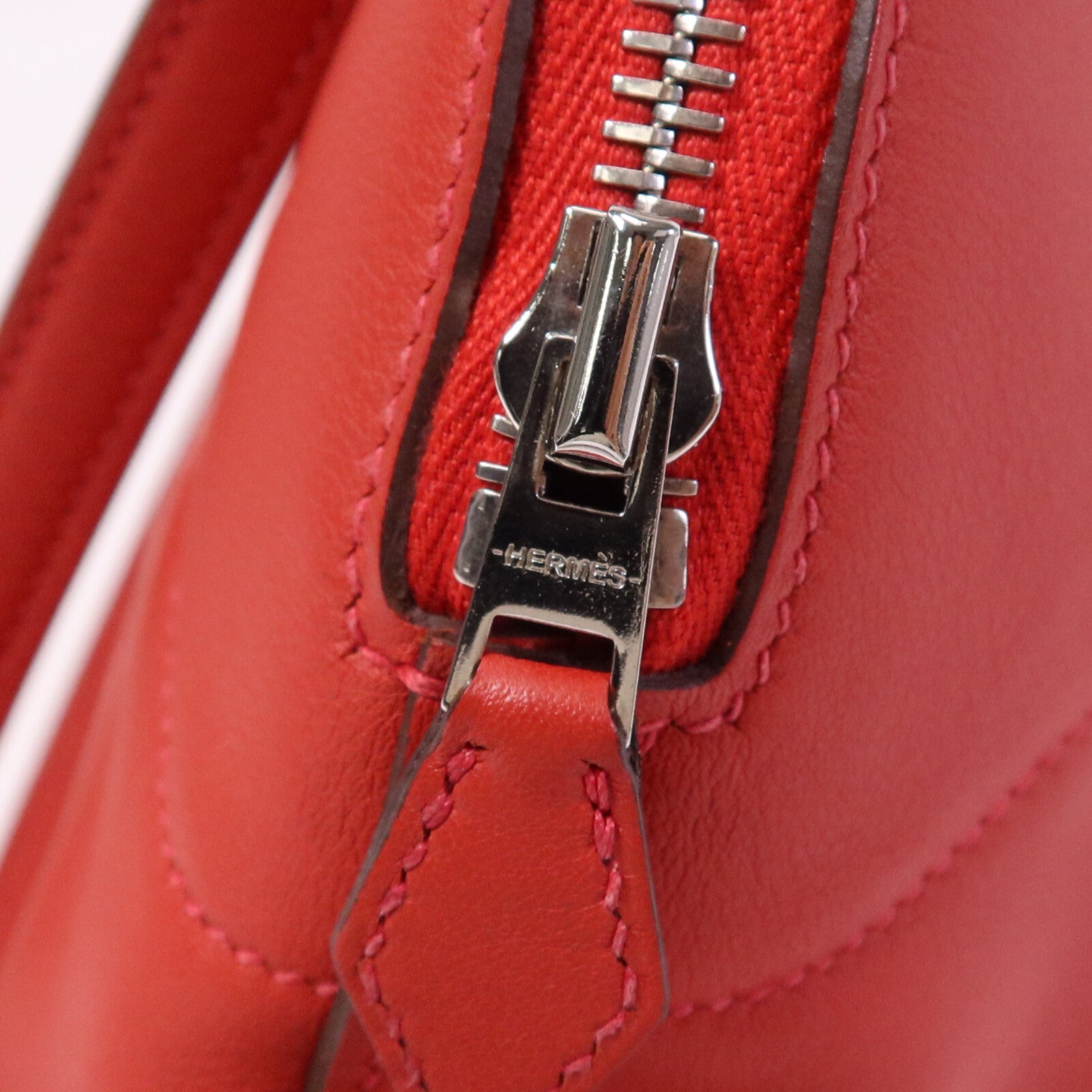 HERMES Swift皮革Bolide 27銀扣手挽肩背兩用袋Rouge Tomate
