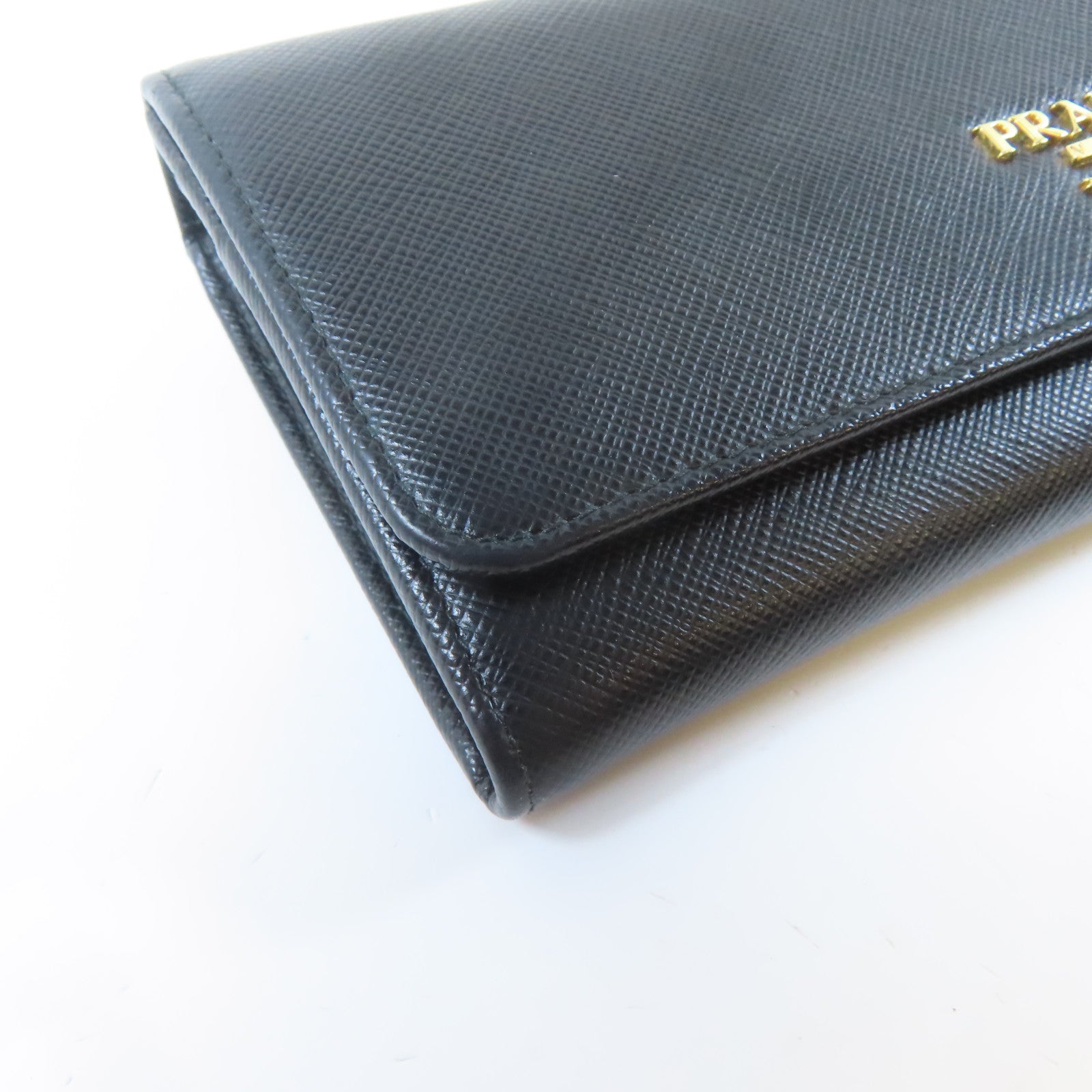 PRADA Saffiano皮革Long Wallet金扣長錢包黑色