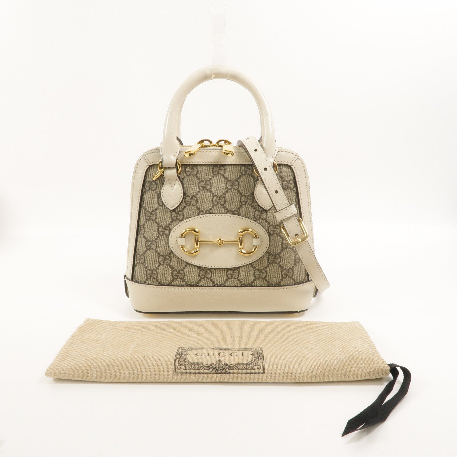 GUCCI 塗層帆布Horsebit 1955 Mini Top Handle Bag手挽肩背兩用袋