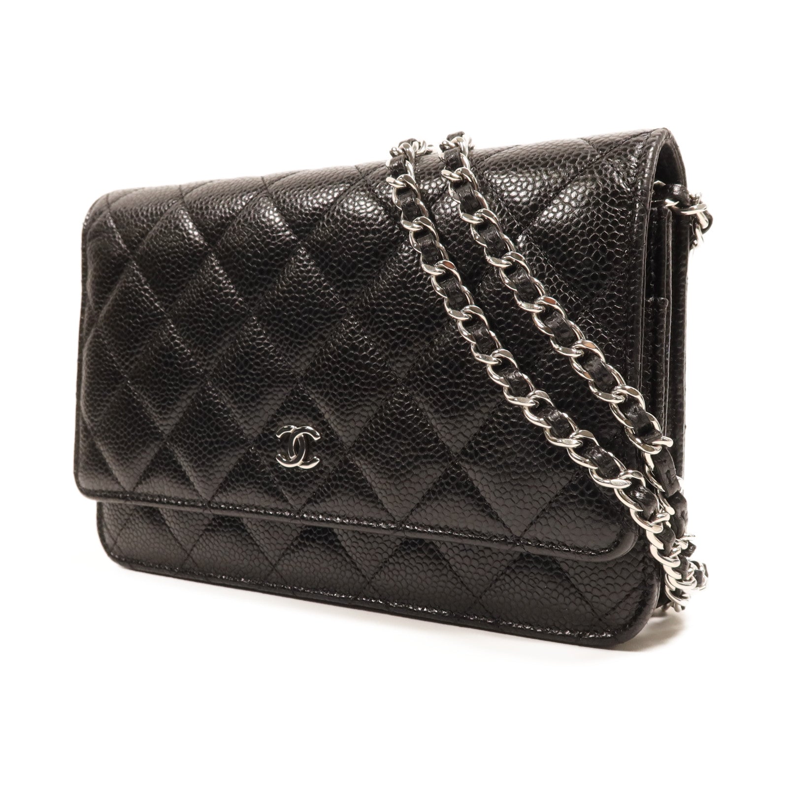 CHANEL 牛皮皮革WOC Wallet On Chain銀扣鏈帶肩背袋