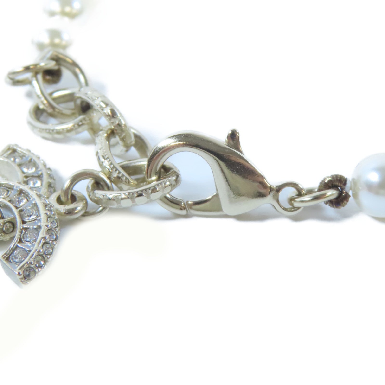 CHANEL PVC/金屬Bracelet手鏈白色/金色#18cm