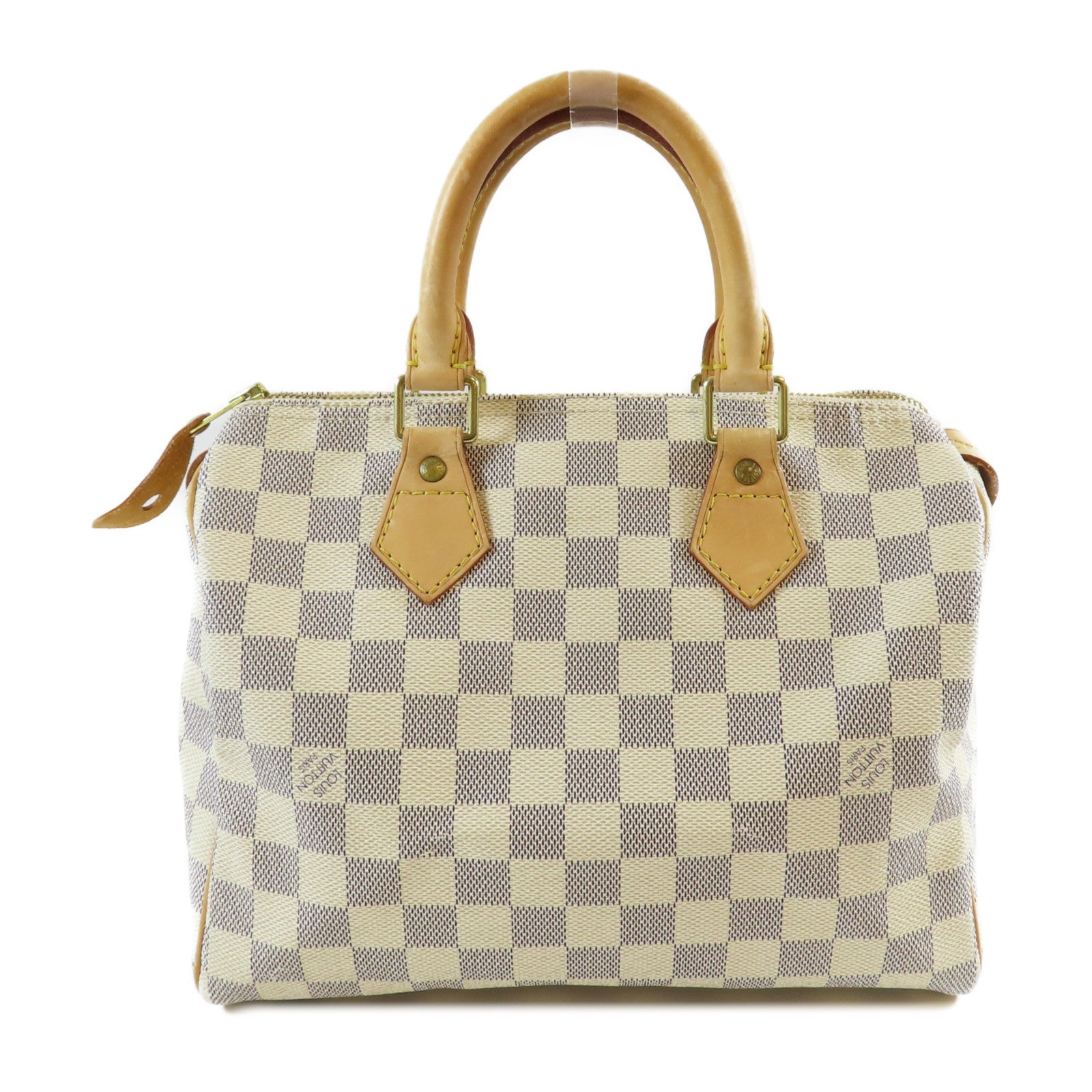 LOUIS VUITTON **【激減優惠】Damier Azur Speedy 25金扣手挽袋白色/啡色