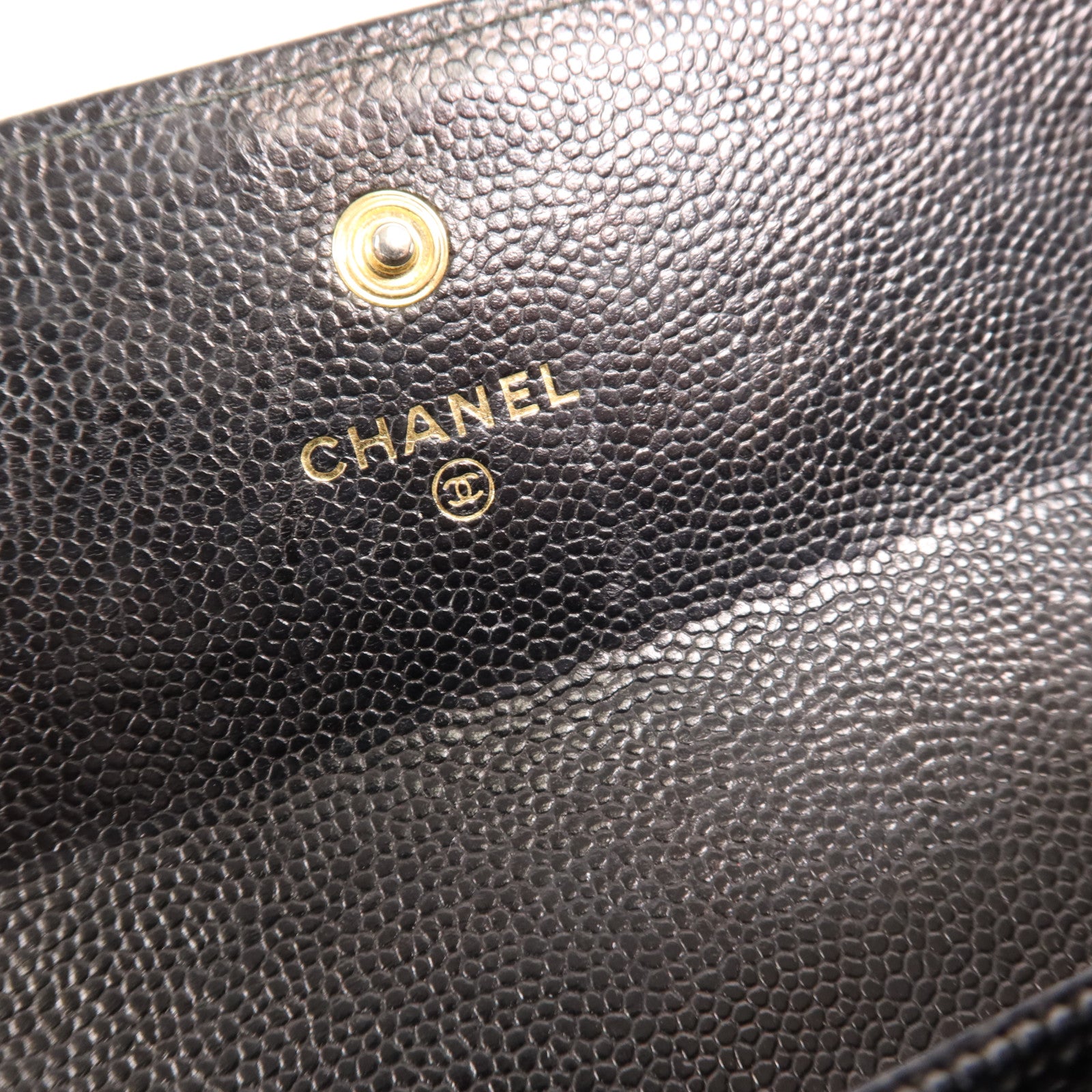 CHANEL 牛皮皮革Long Wallet金扣長錢包