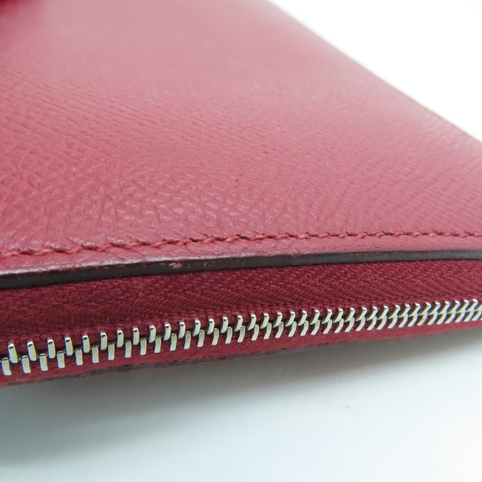 HERMES Epsom皮革Silk In Long Wallet銀扣長錢包紅色