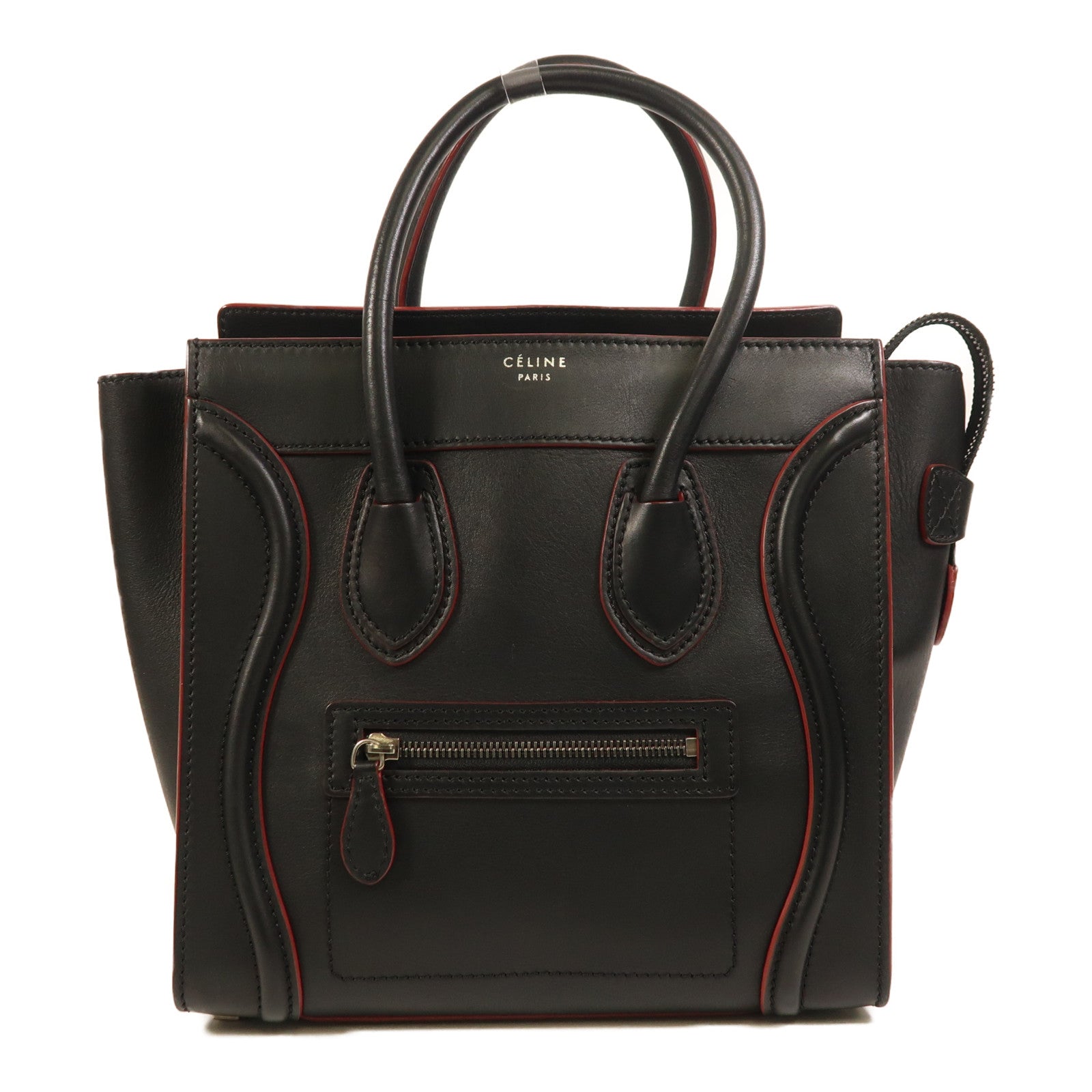 CELINE 牛皮皮革Micro Luggage銀扣手挽袋