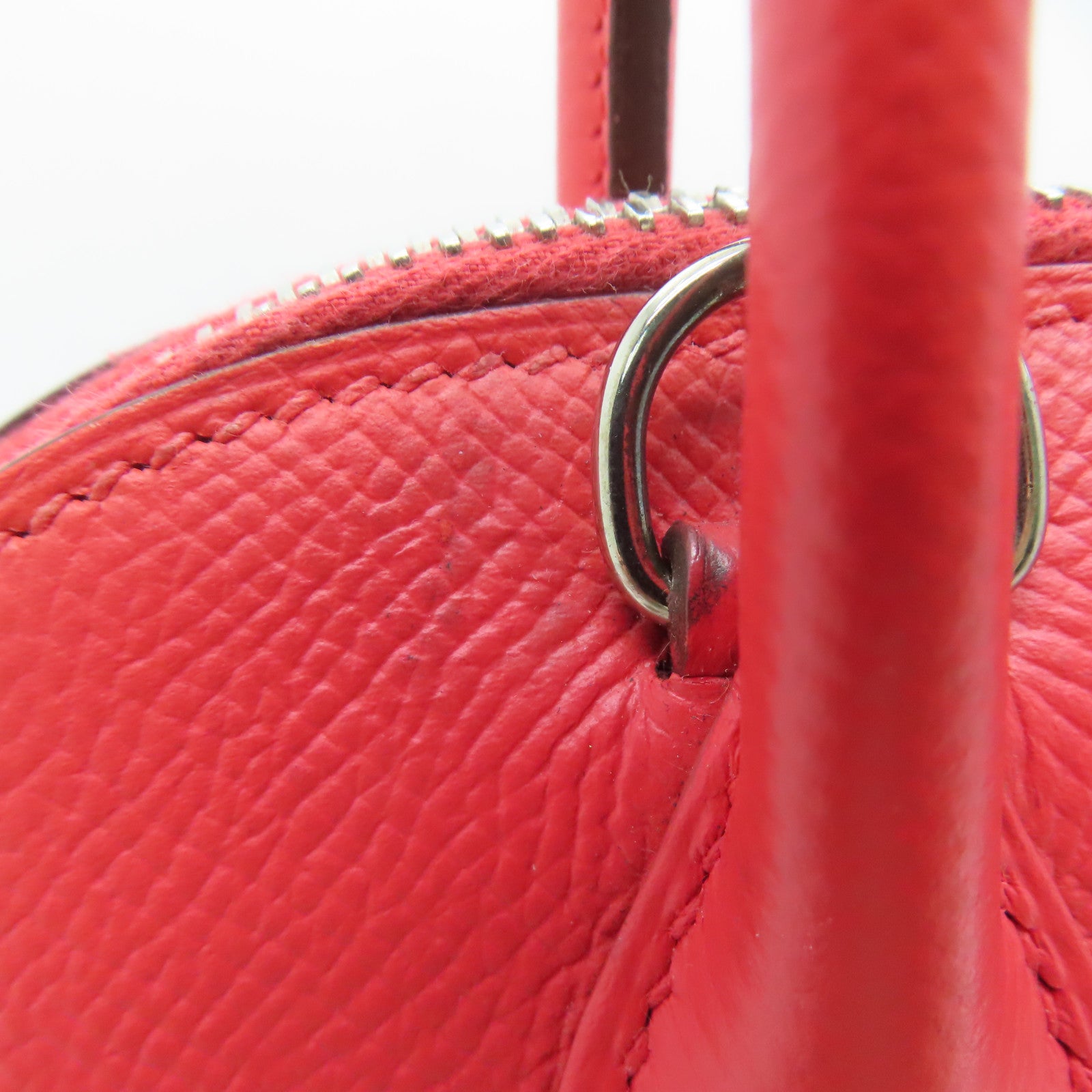HERMES Epsom Leather Bolide 27 Silver Buckle Handle Shoulder Backpack Rose Jaipur/Red