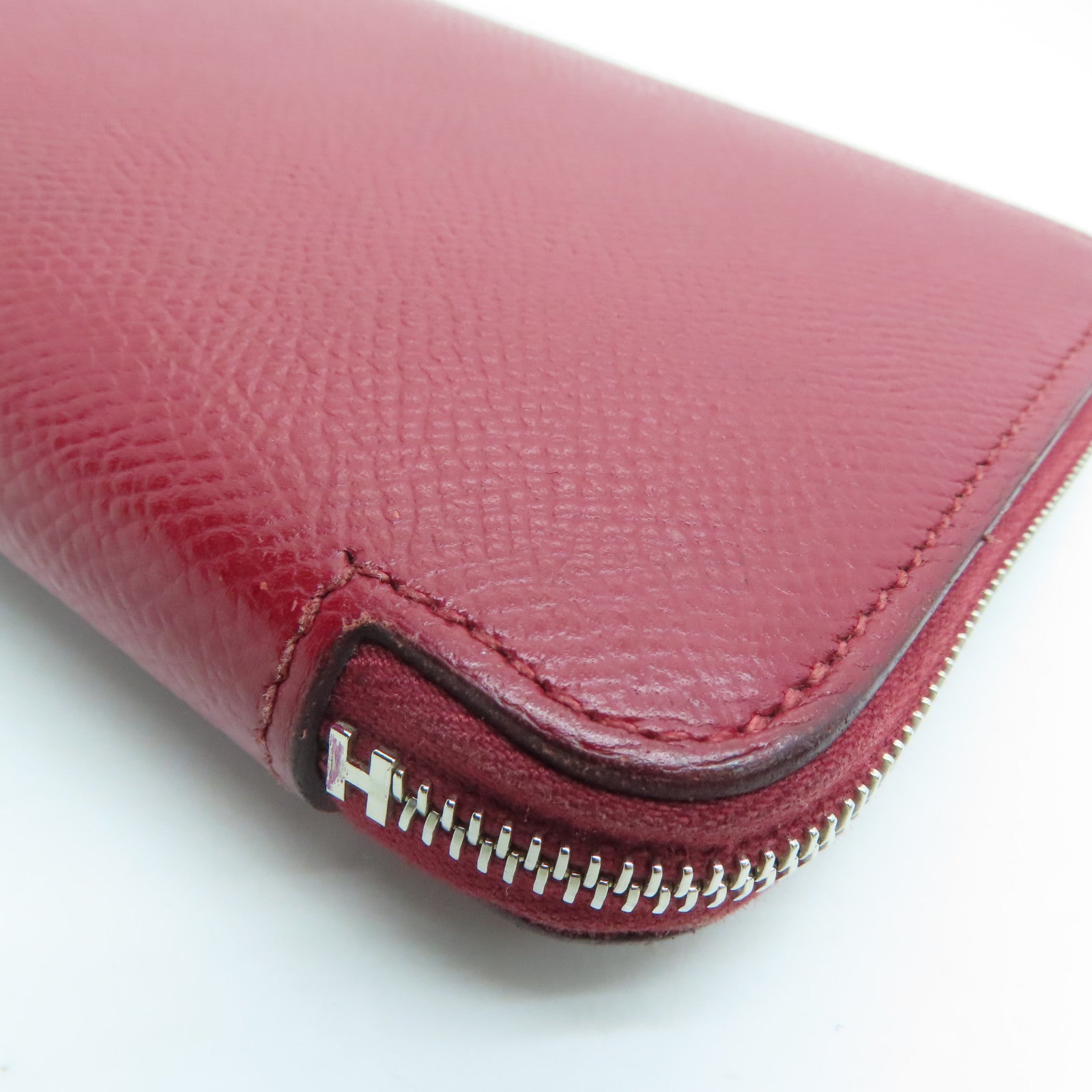 HERMES Epsom皮革Silk In Long Wallet銀扣長錢包紅色