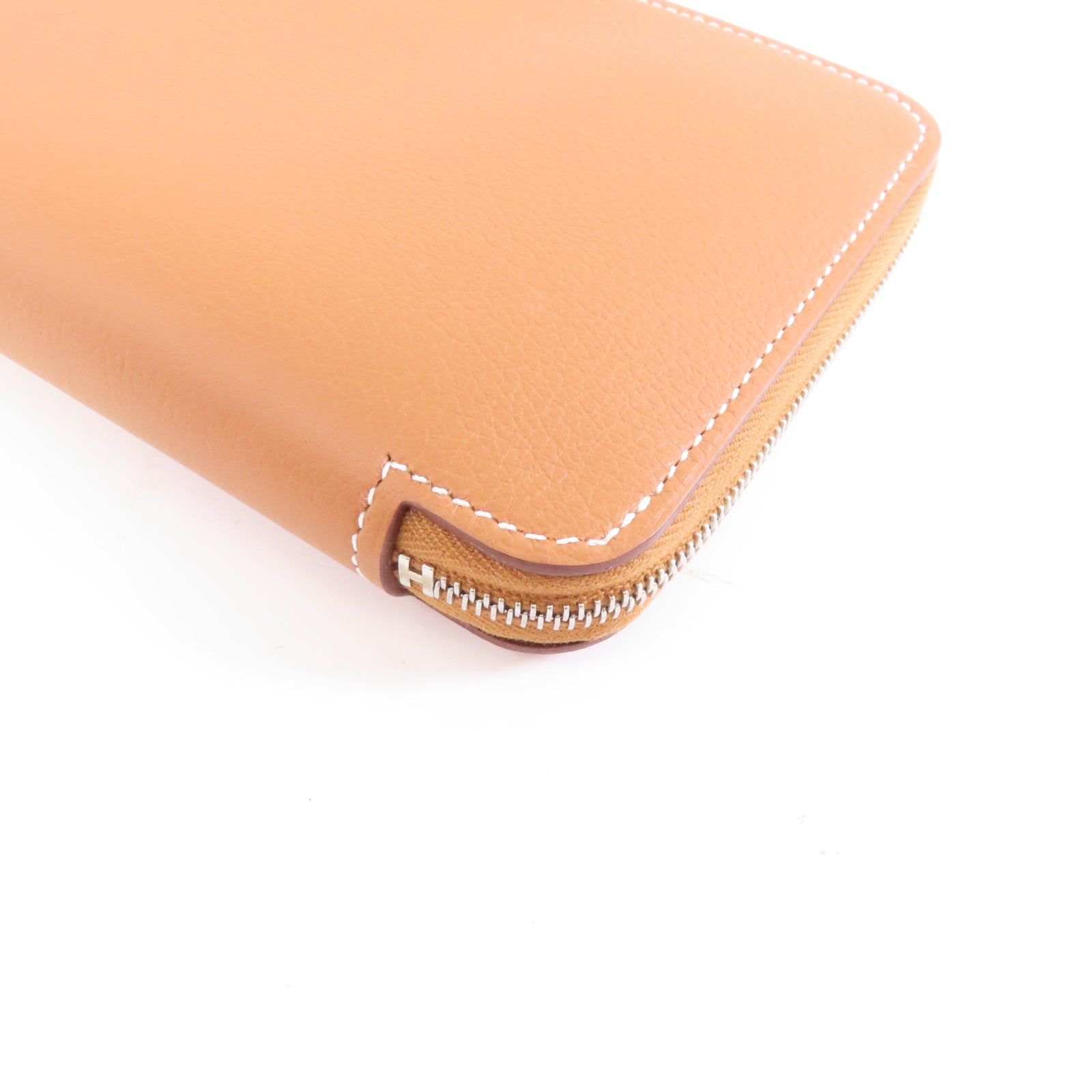 HERMES Evercolor皮革Silk in Wallet銀扣長錢包經典駝色