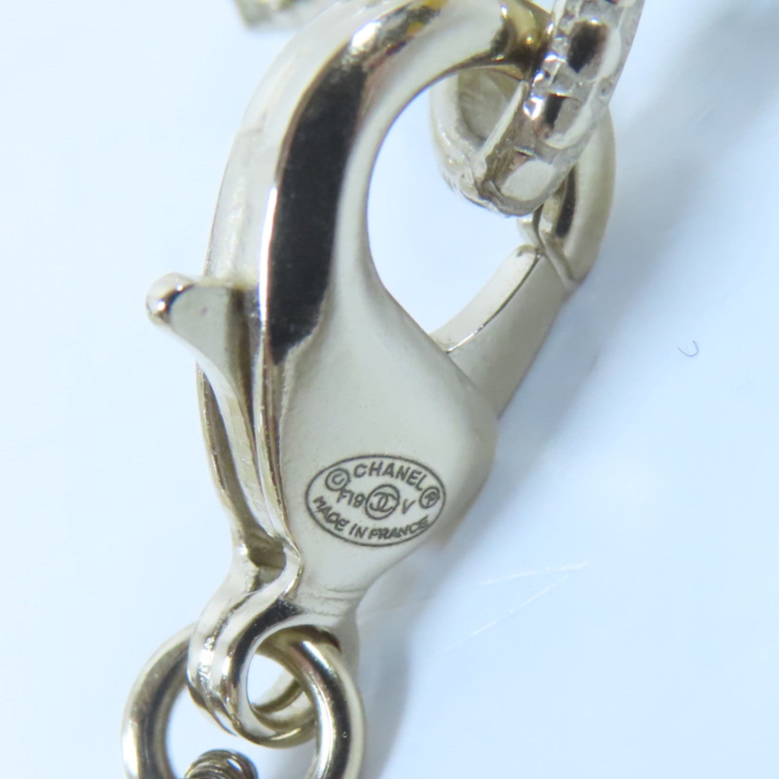 CHANEL PVC/金屬Bracelet手鏈白色/金色#18cm