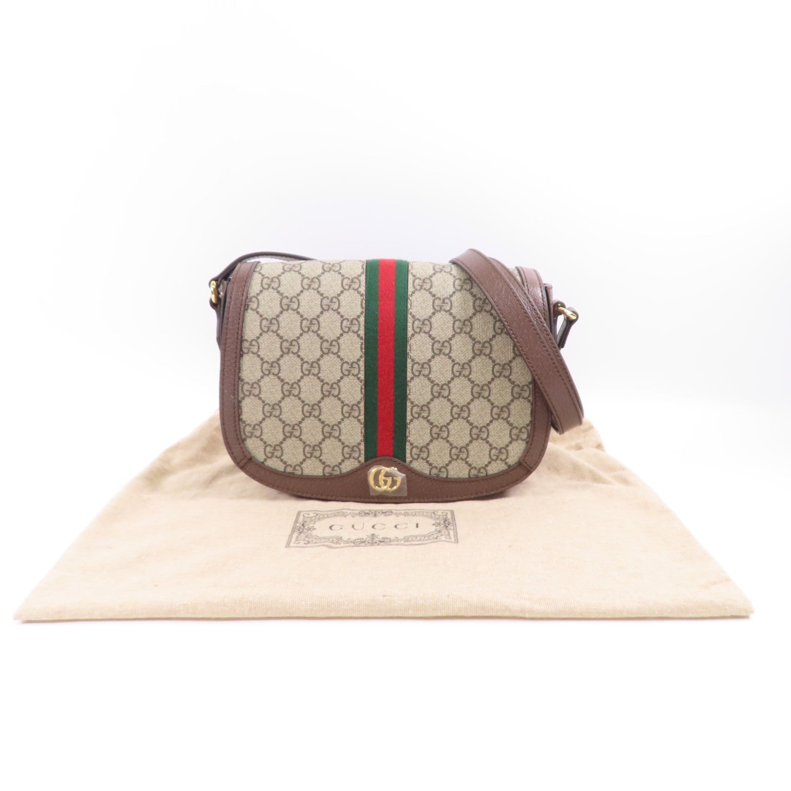 GUCCI 帆布Ophidia GG金扣肩背袋