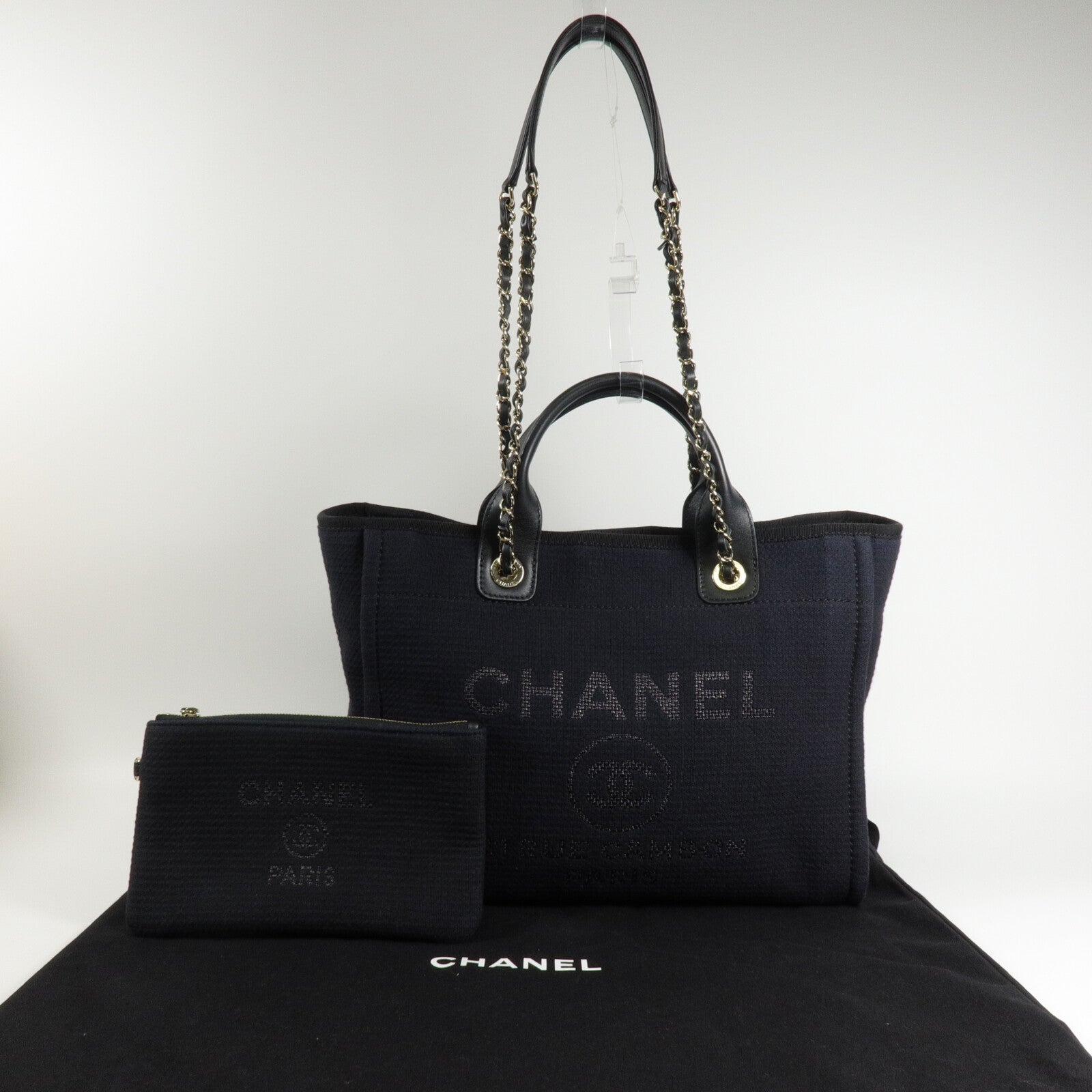 CHANEL 帆布Deauville Tote手挽肩背兩用袋