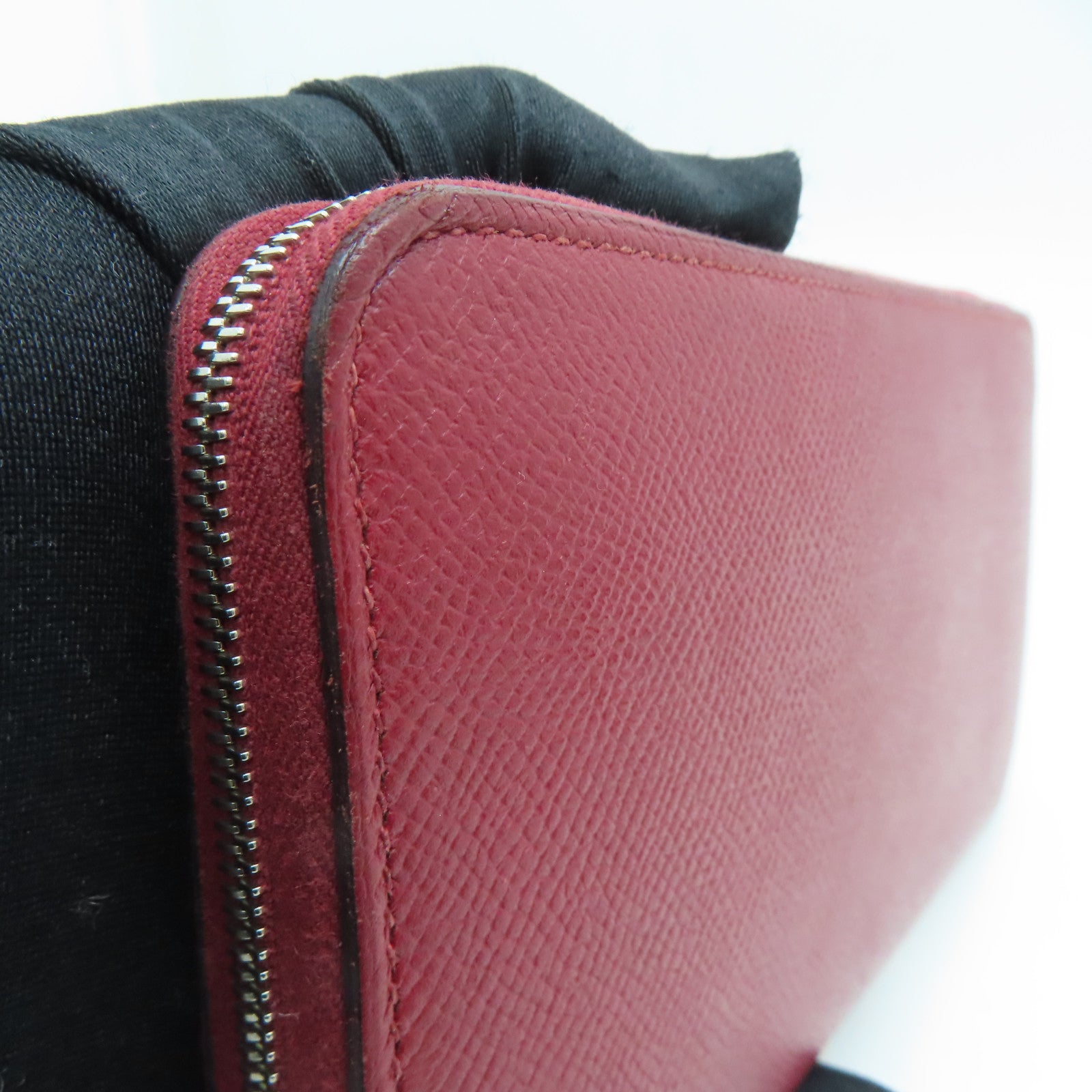 HERMES Epsom皮革Silk In Long Wallet銀扣長錢包紅色