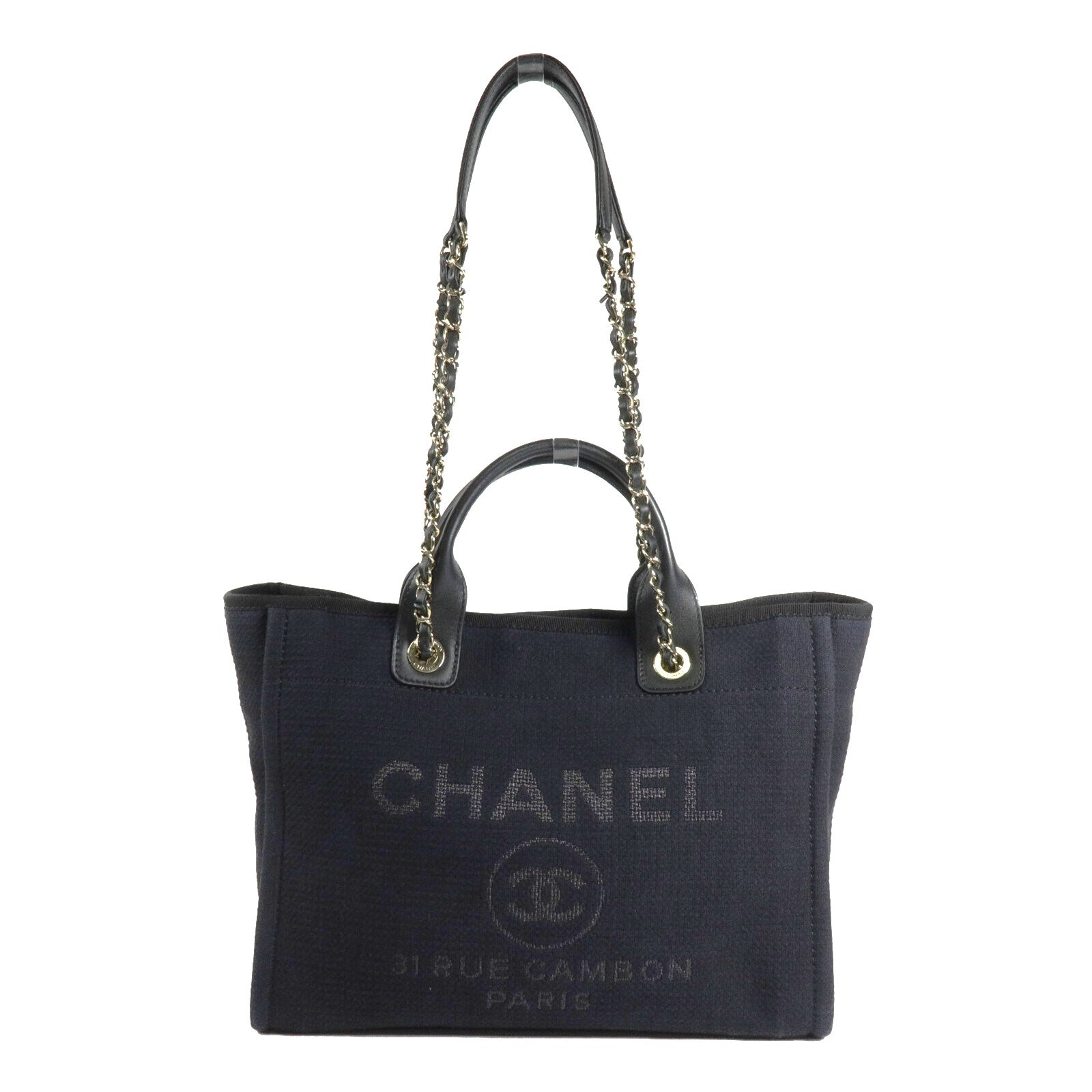 CHANEL 帆布Deauville Tote手挽肩背兩用袋