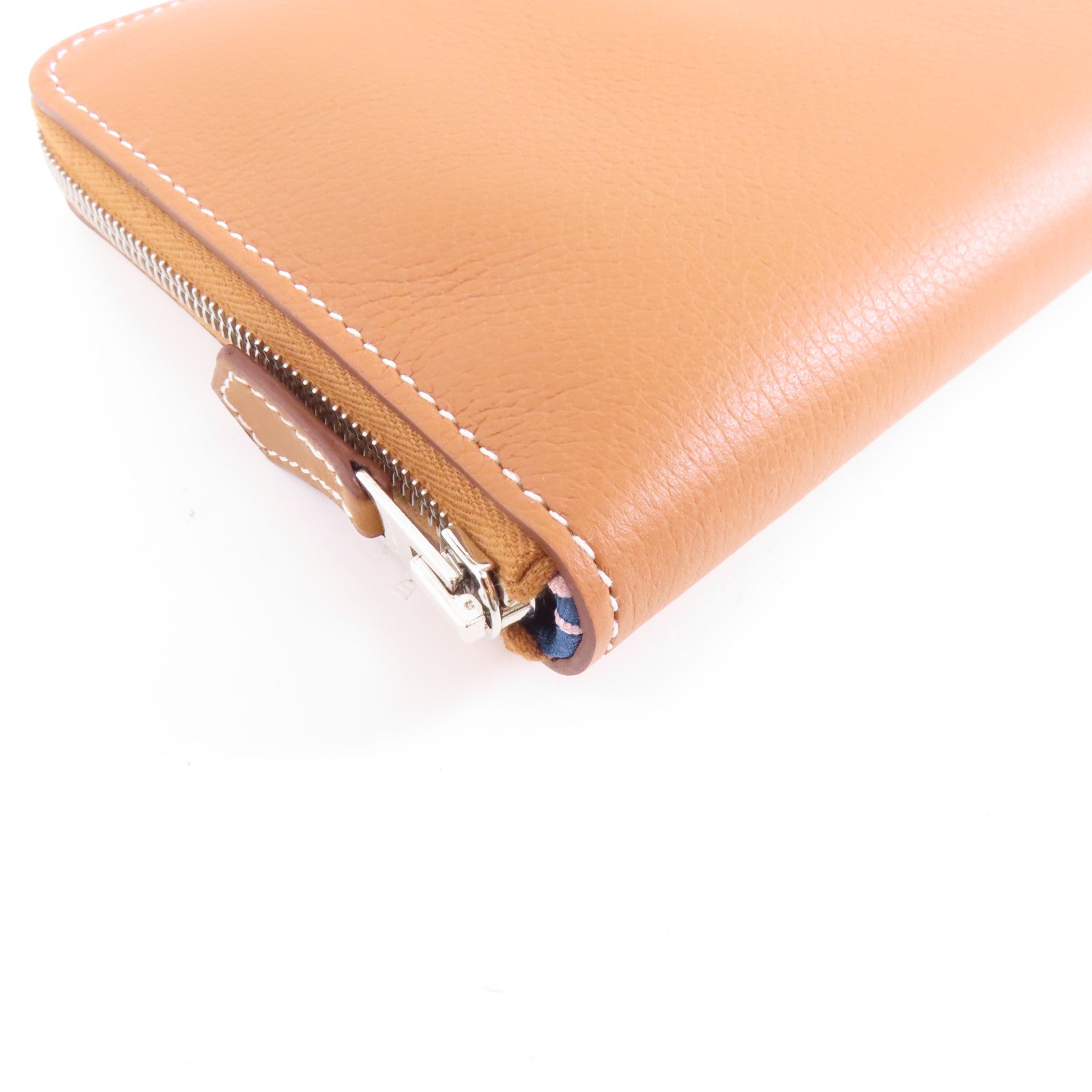 HERMES Evercolor皮革Silk in Wallet銀扣長錢包經典駝色