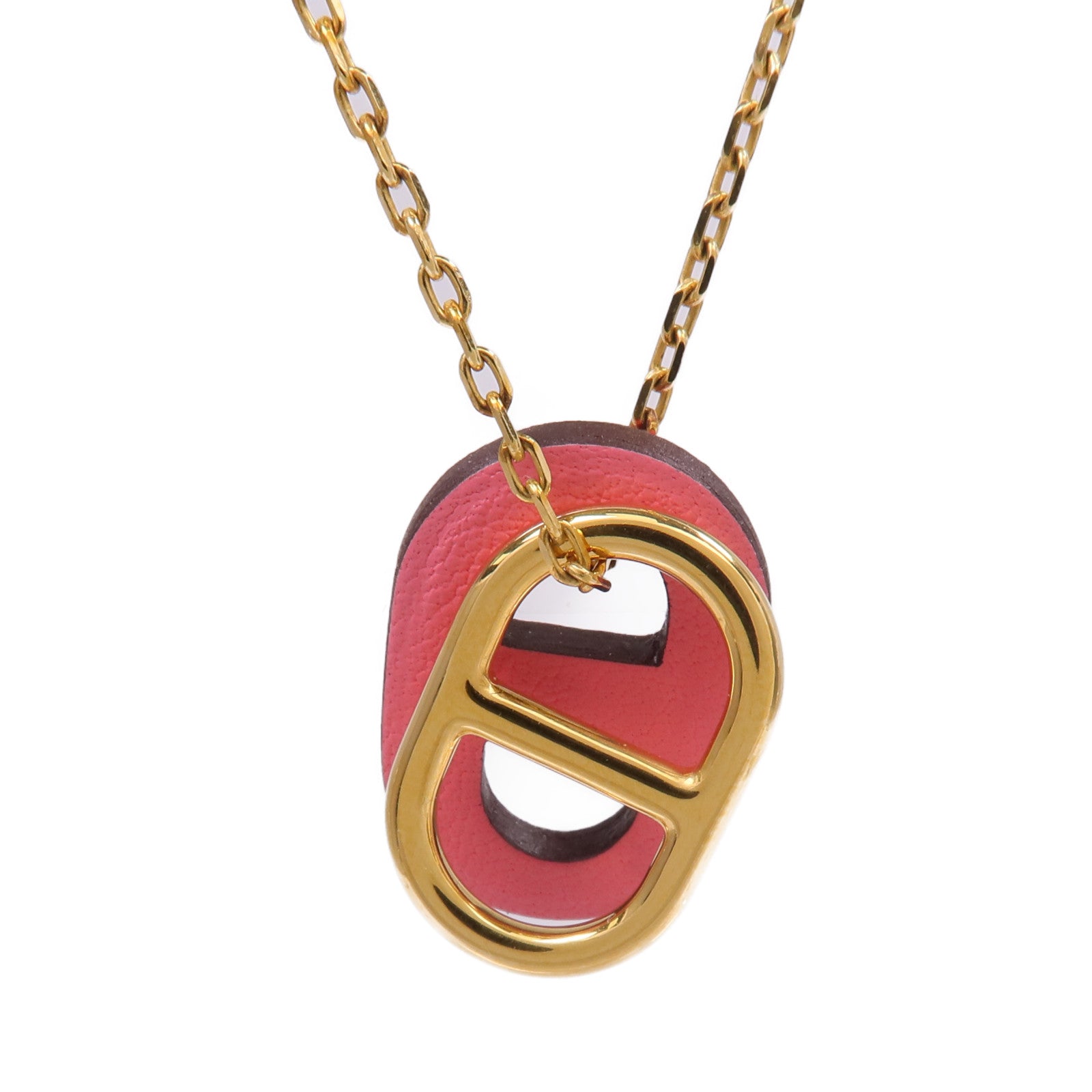 HERMES 金屬/Swift皮革O'Maillon Pendant項鍊