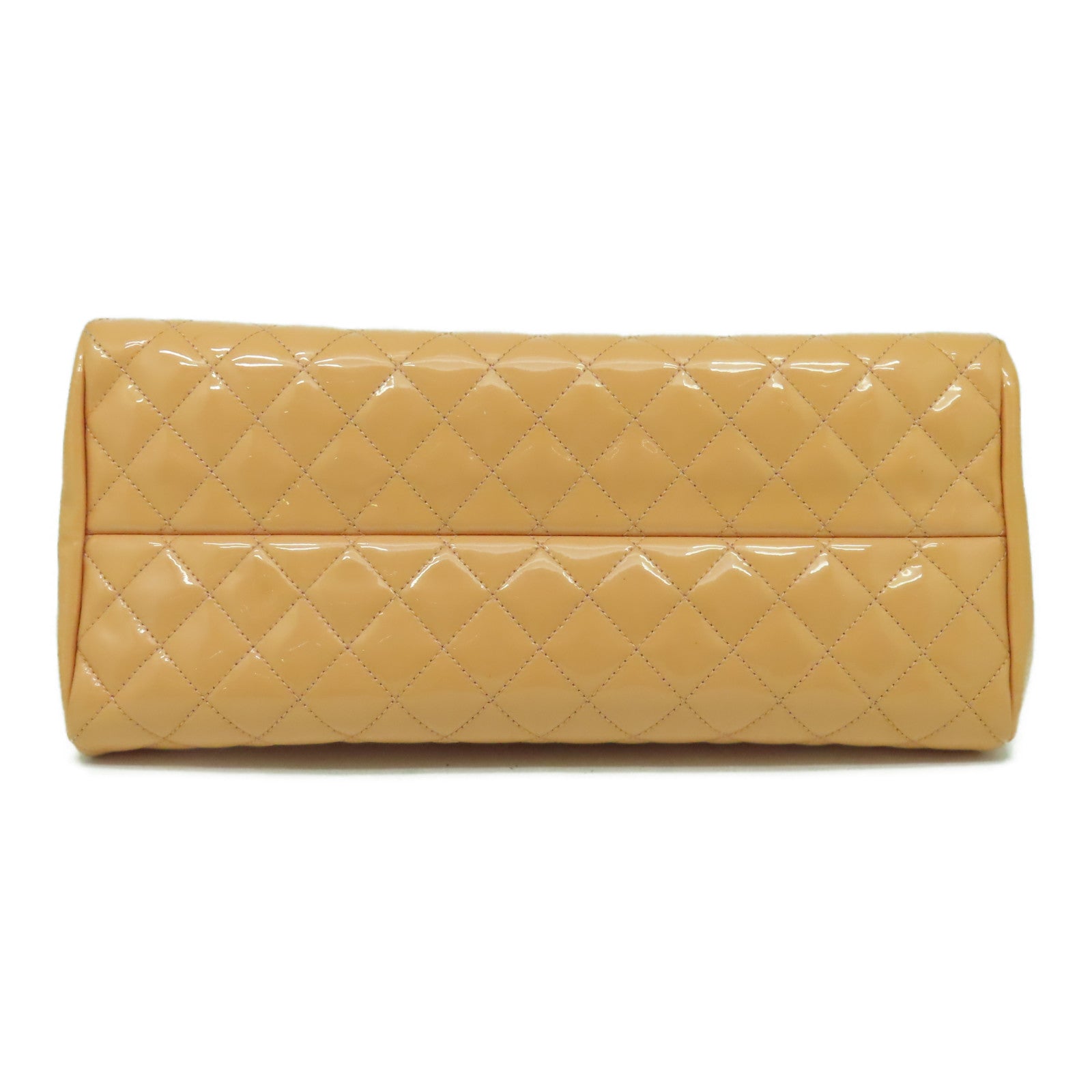 CHANEL 【清倉大減價】菱格漆皮皮革Chain Shoulder Bag銀扣鏈帶肩背袋橙色